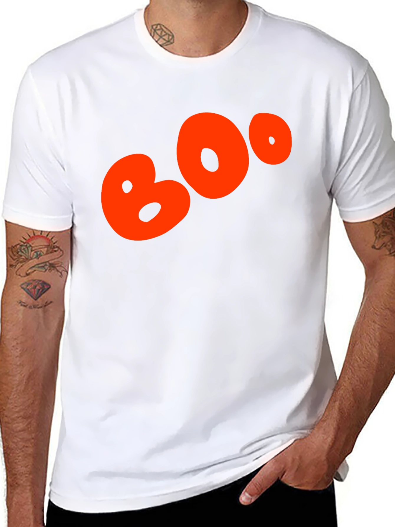 Black Boo Halloween Graphic Tee - Black Cotton Blend view 8
