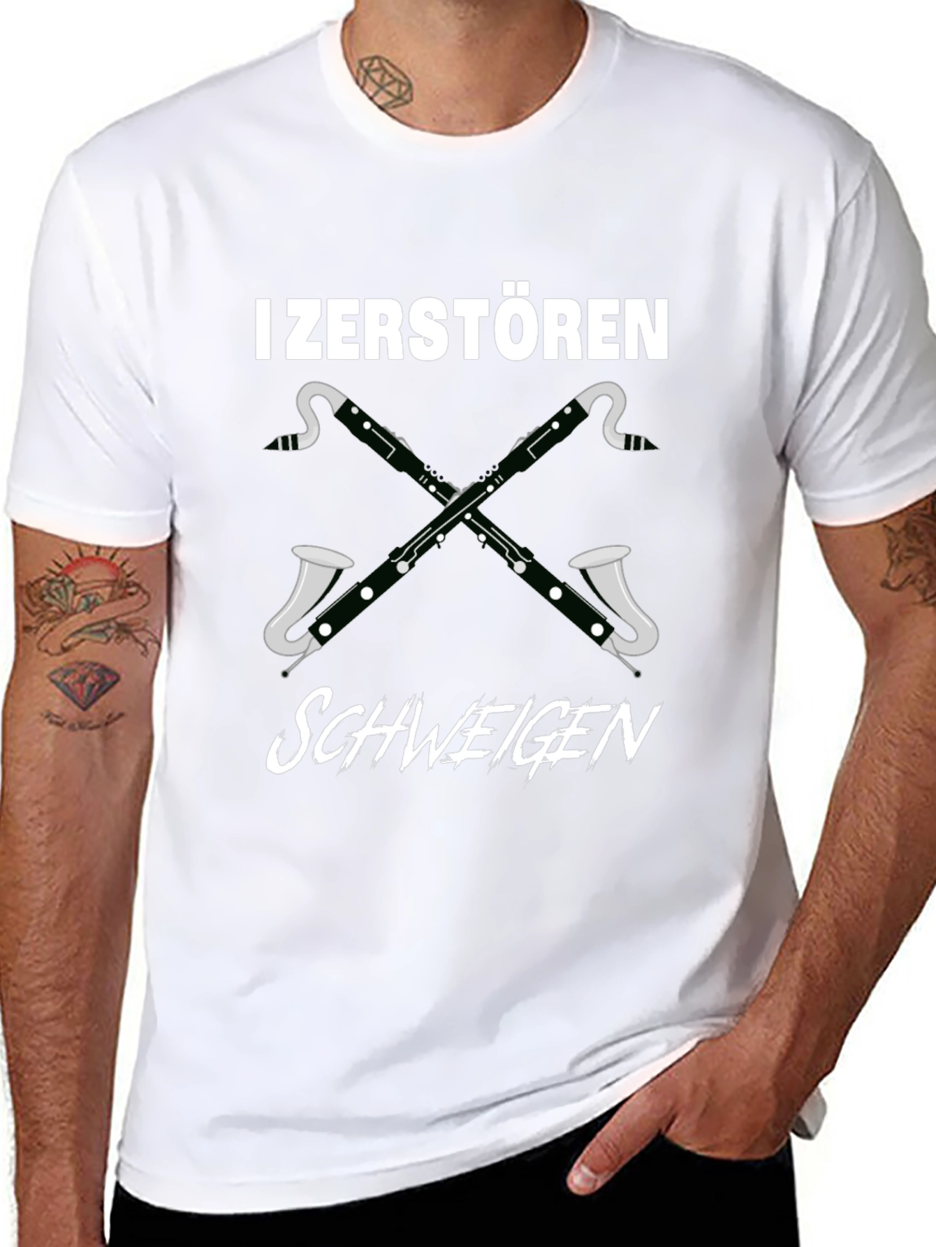 Black I Zerstören Schweigen Bassoon T-Shirt view 8