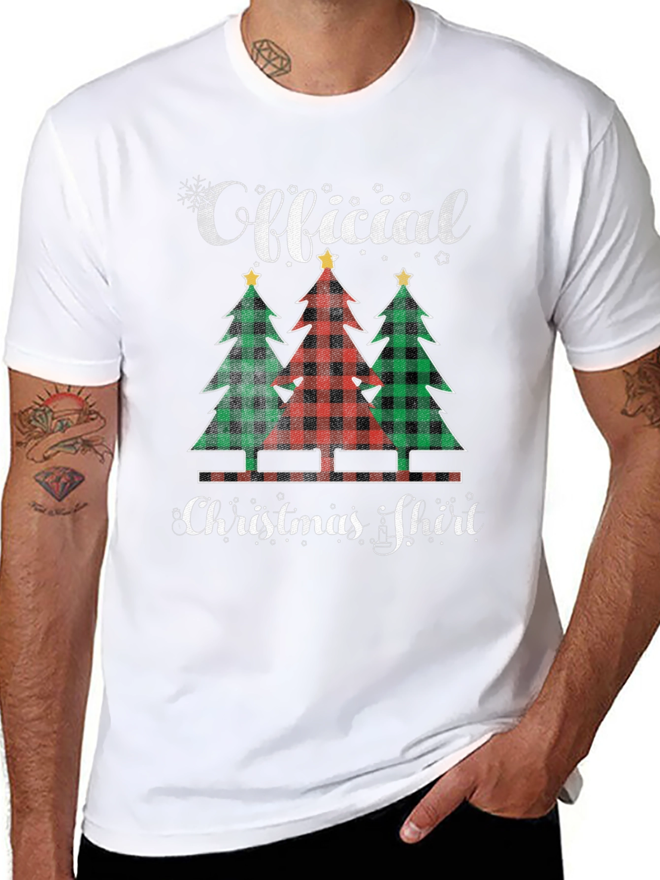 Black Official Christmas Shirt Plaid Tree Tee view 8