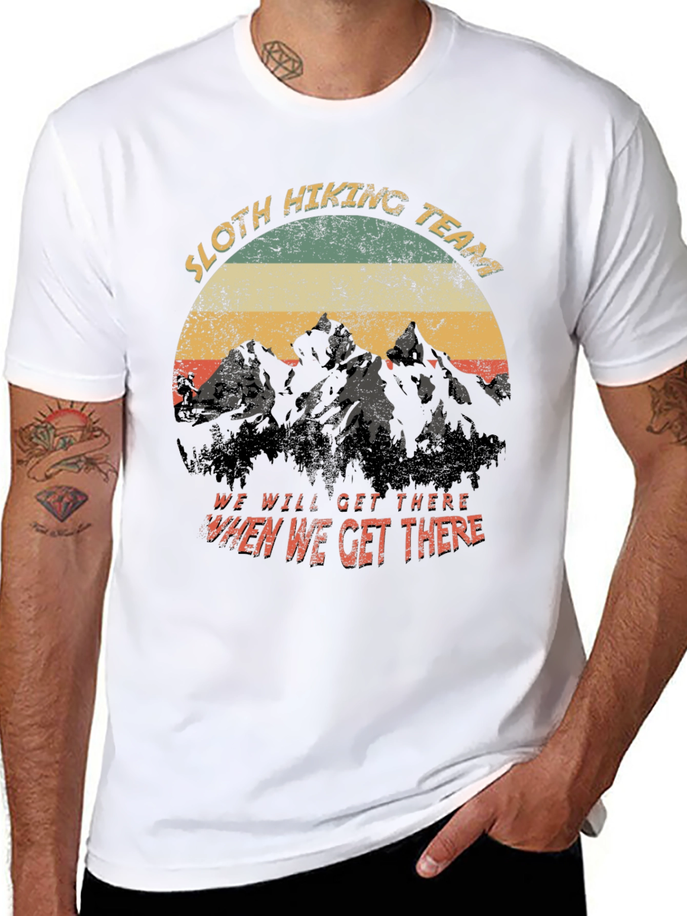 Black Sloth Hiking Team Vintage Graphic T-Shirt view 8