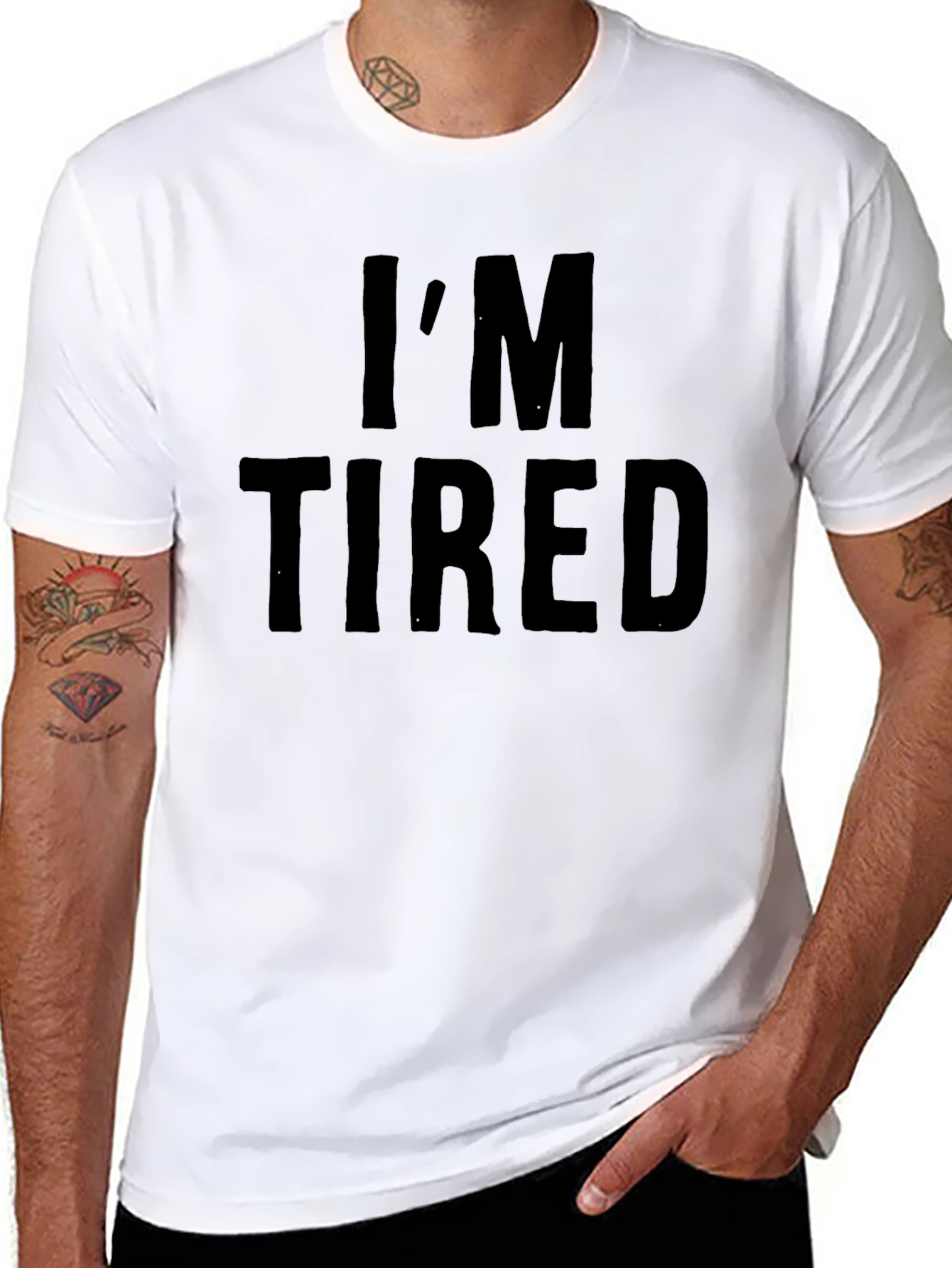 Black I'm Tired Graphic T-Shirt - Casual Wear view 8