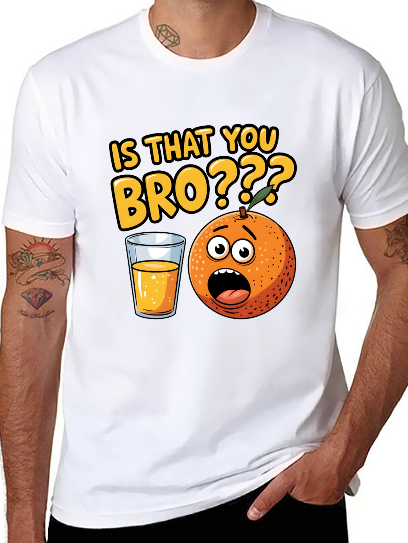 Black Funny "Is That You Bro?" Orange Graphic T-Shirt view 8