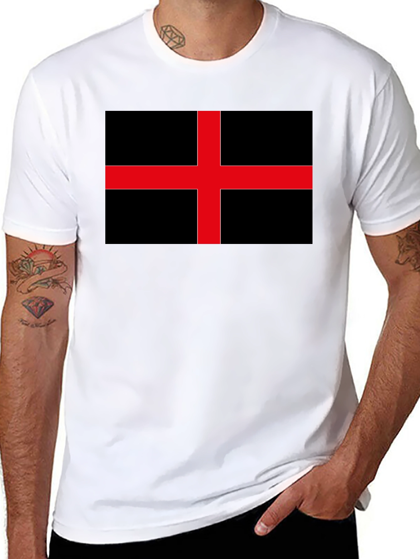Black Black Flag Red Cross Graphic Tee view 8