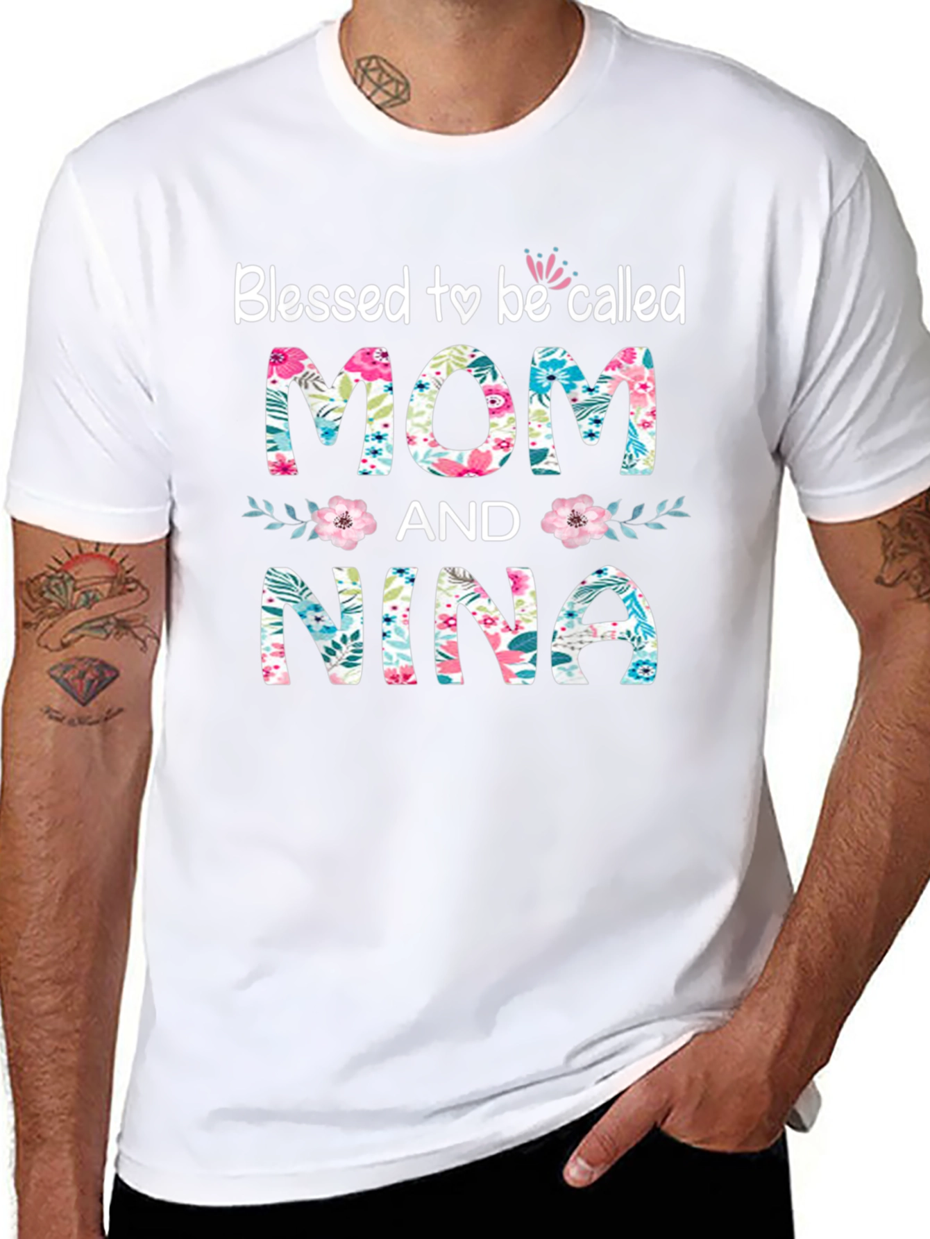 Blessed Mom & Nina Floral Graphic T-Shirt - 8