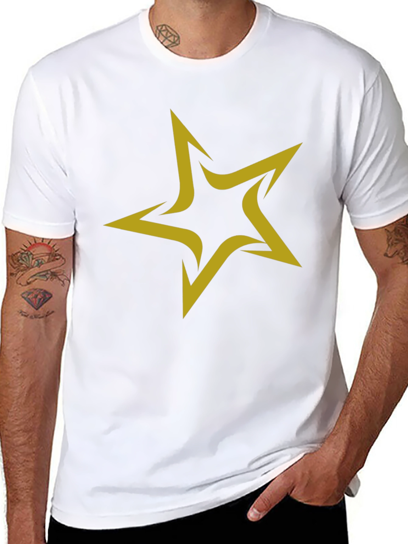 Black Star Graphic Black T-Shirt for Men view 8