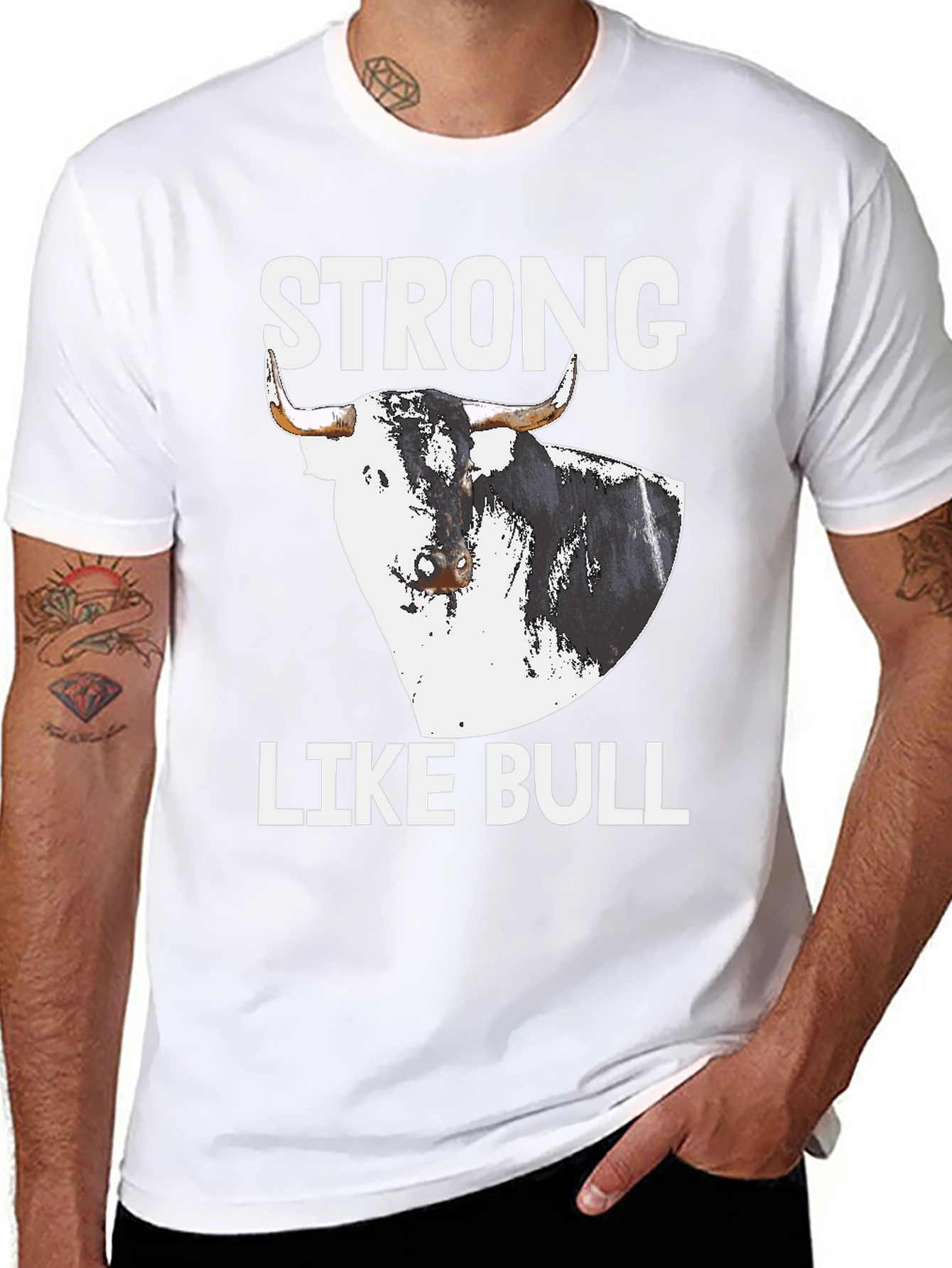 Black Strong Like Bull Graphic Tee view 8