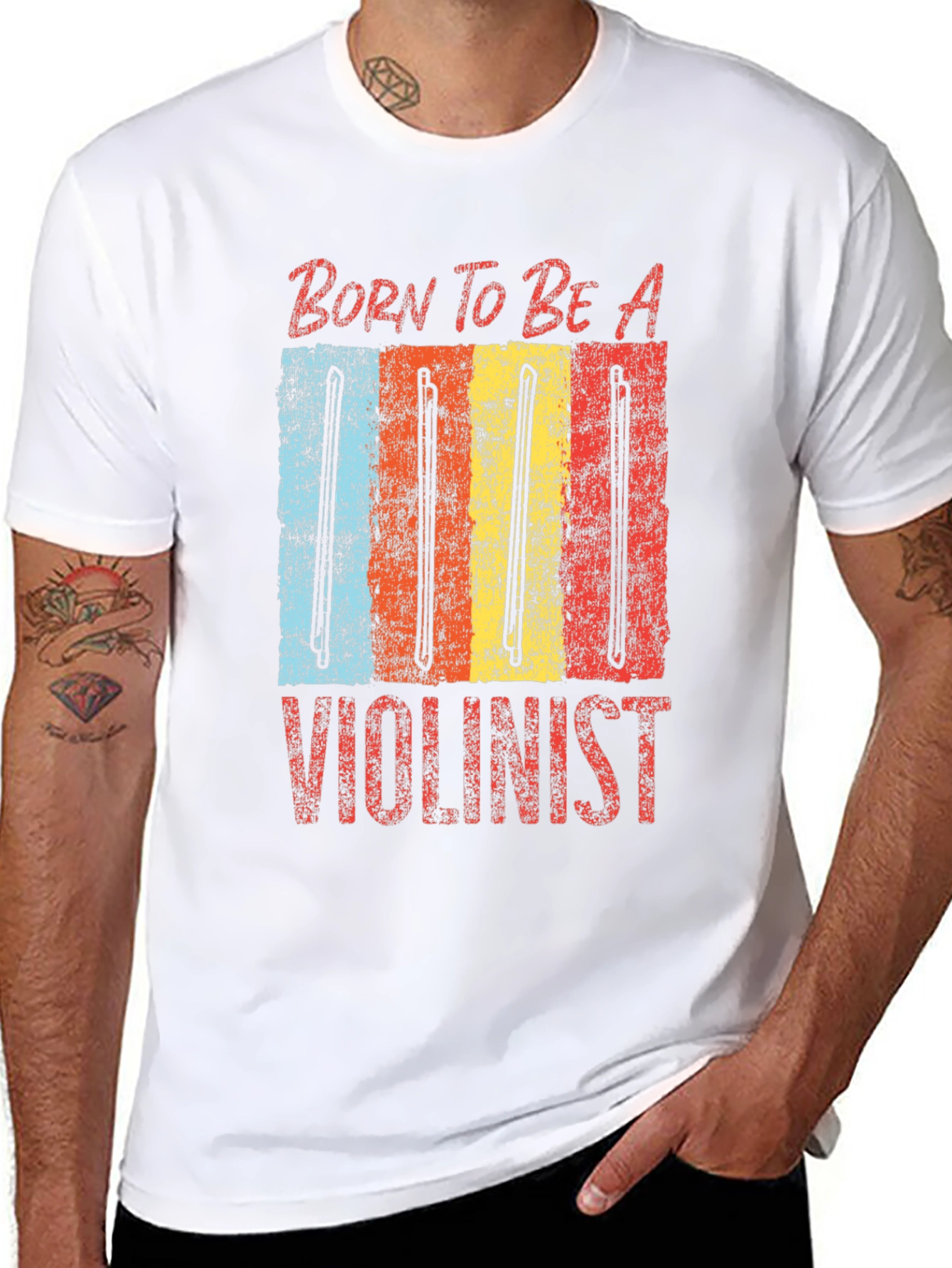 Black Born To Be A Violinist Graphic Tee view 8