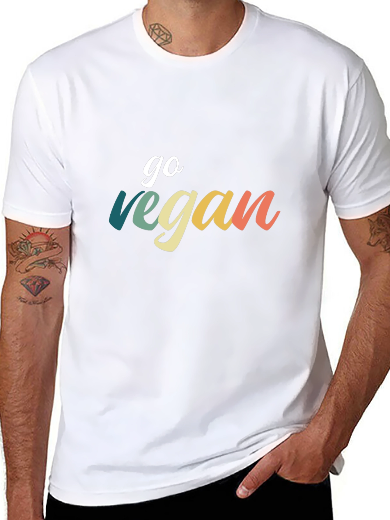 Black Go Vegan Tee - Stylish Graphic T-Shirt view 8