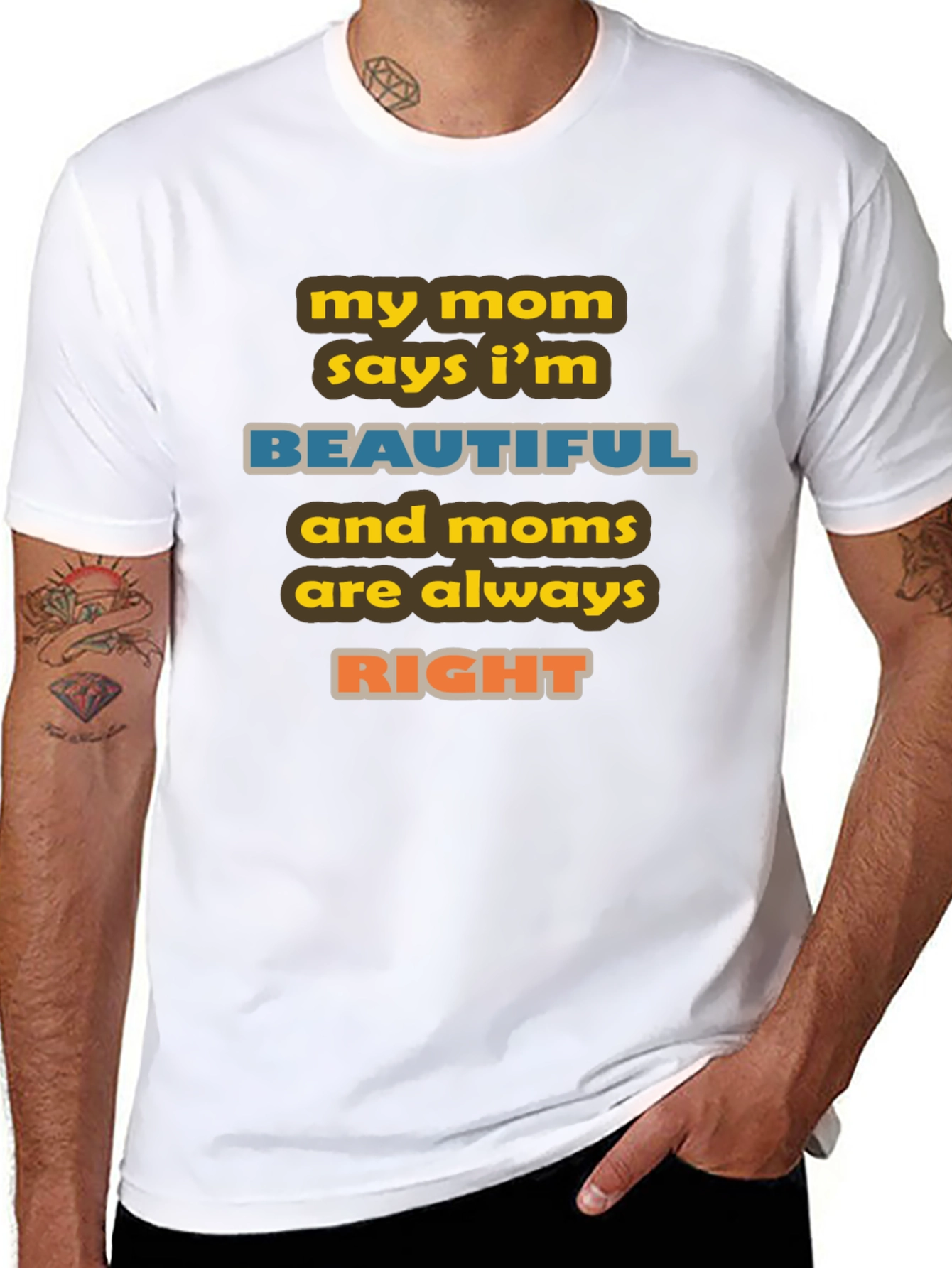 Black My Mom Says I'm Beautiful Graphic Tee view 8
