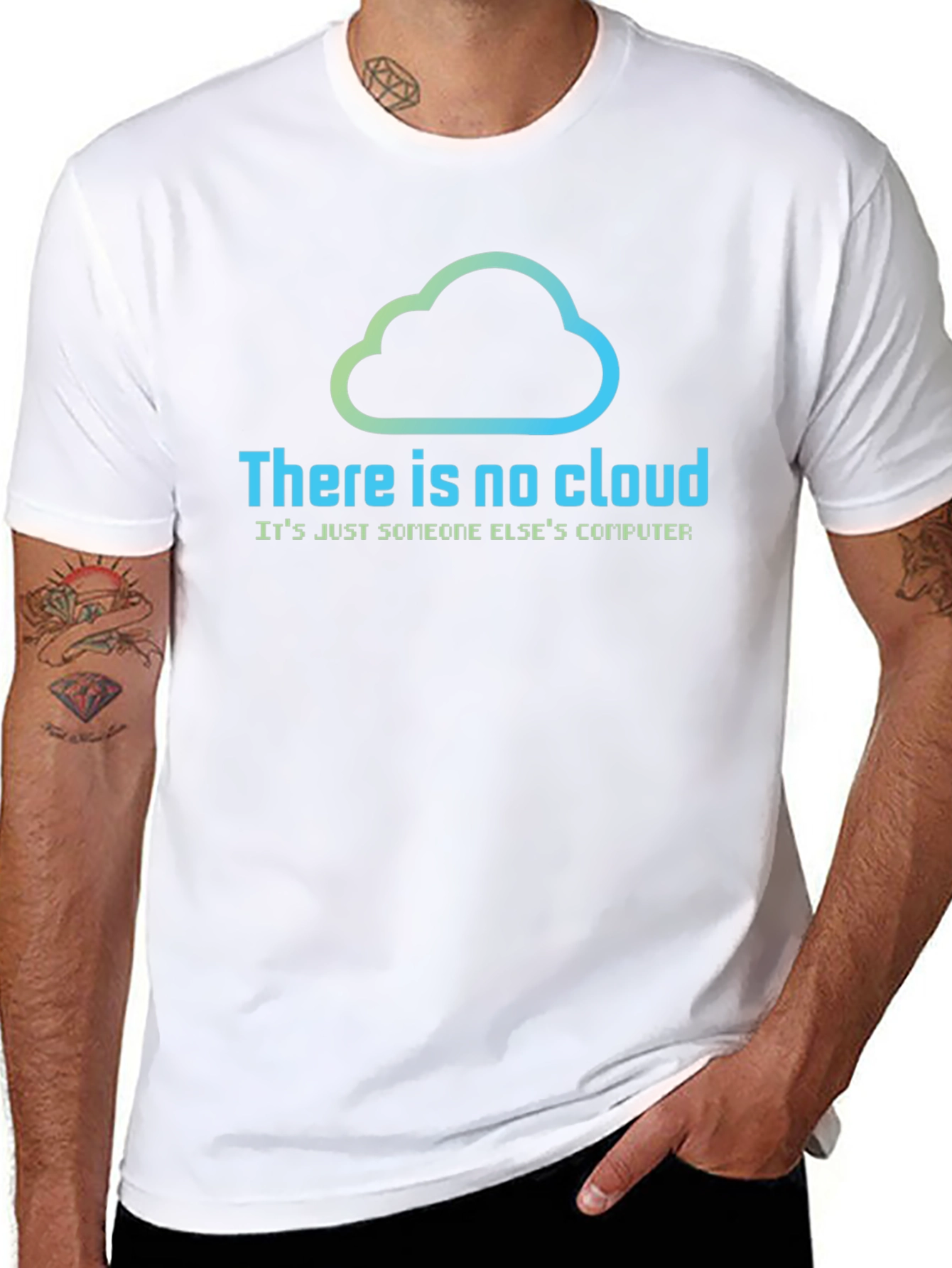 Black There is No Cloud T-Shirt - Funny IT Tech Geek Tee view 8