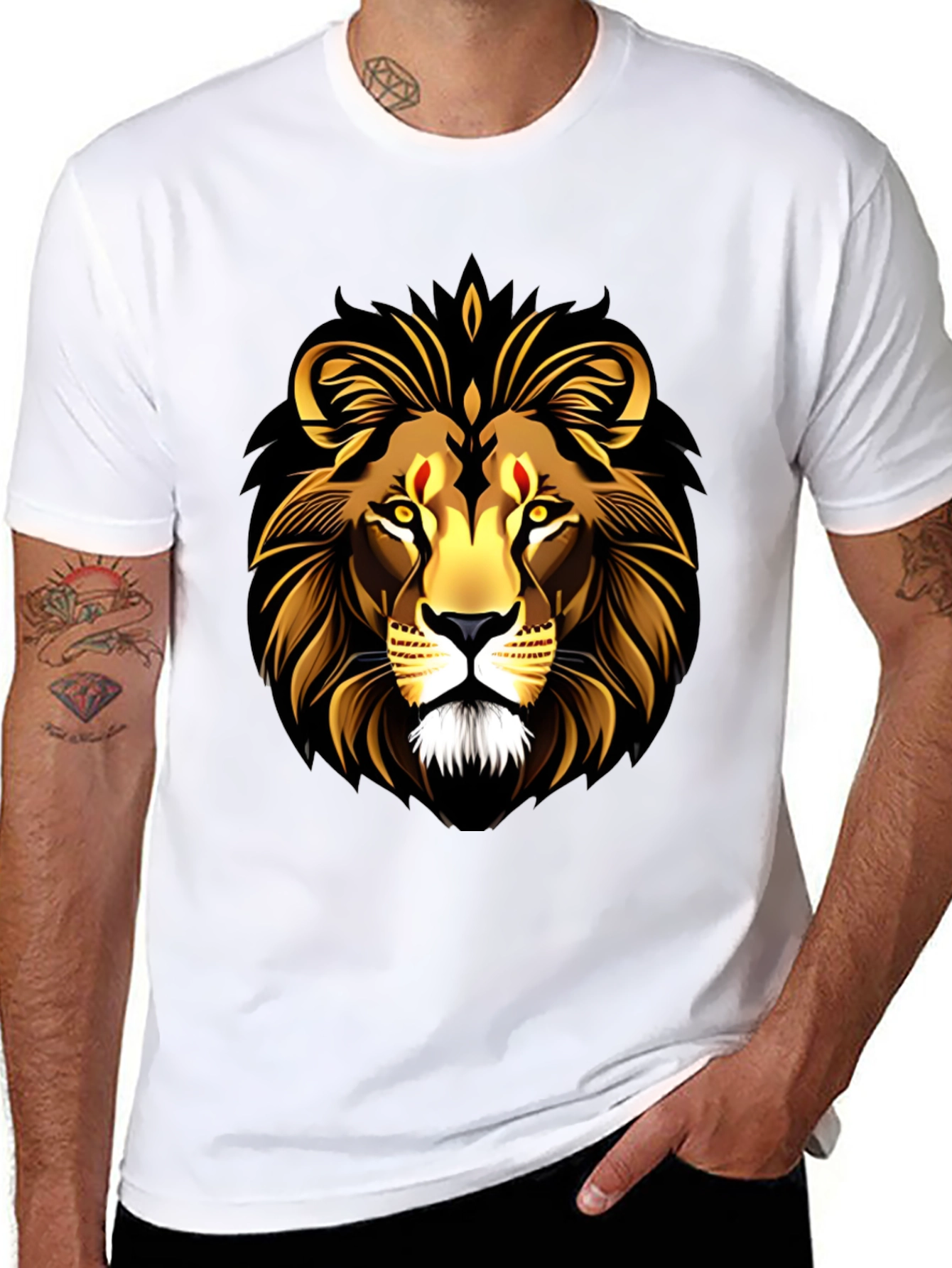 Black Lion Graphic Black T-Shirt view 8