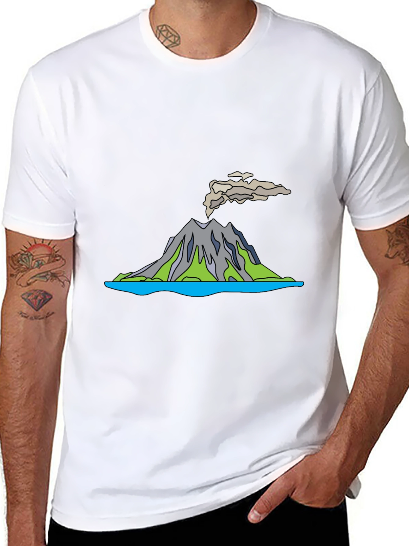 Black Volcano T-Shirt - Black Crew Neck view 8