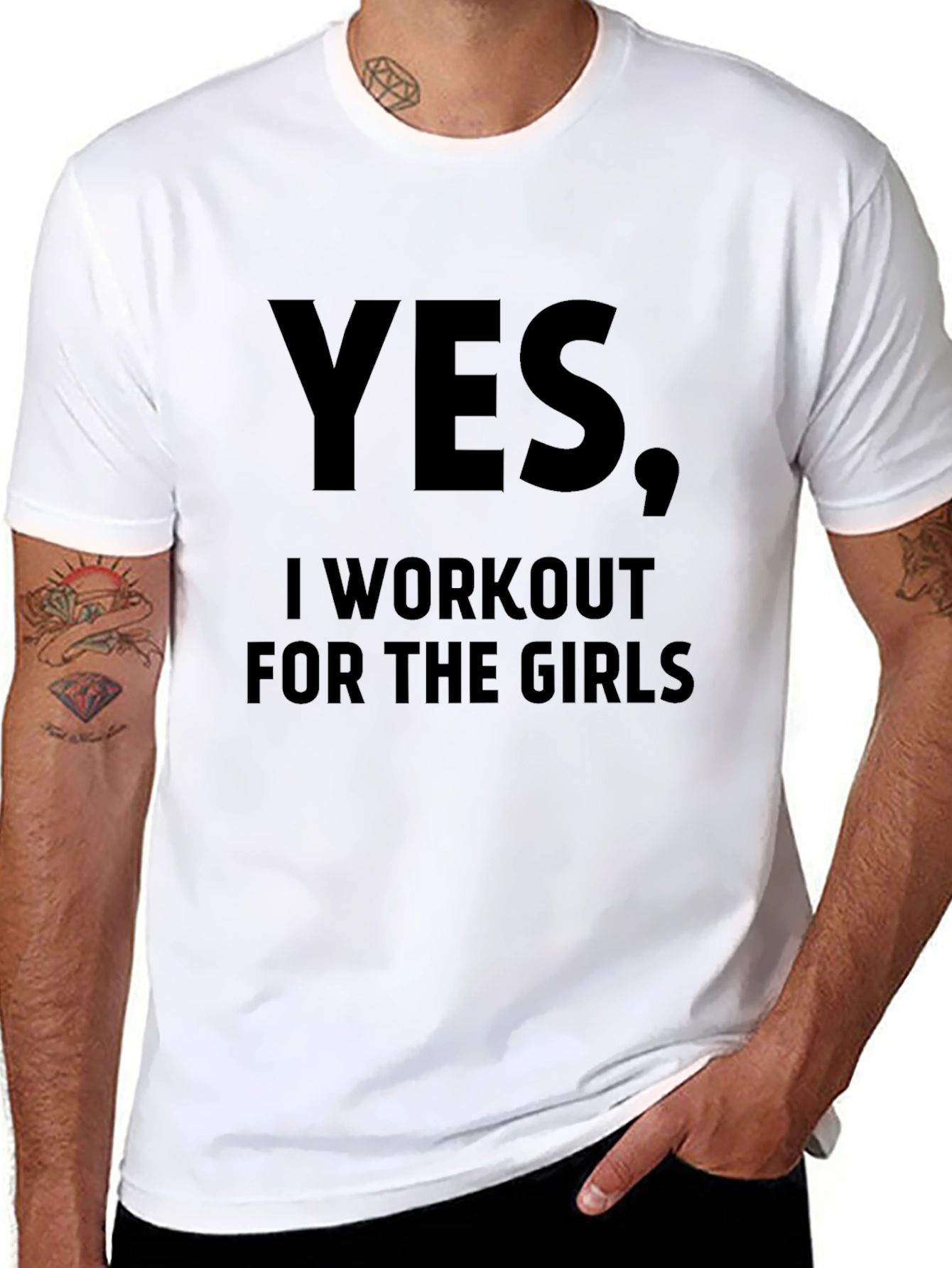 Black Yes, I Workout For The Girls - Funny Gym T-Shirt view 8