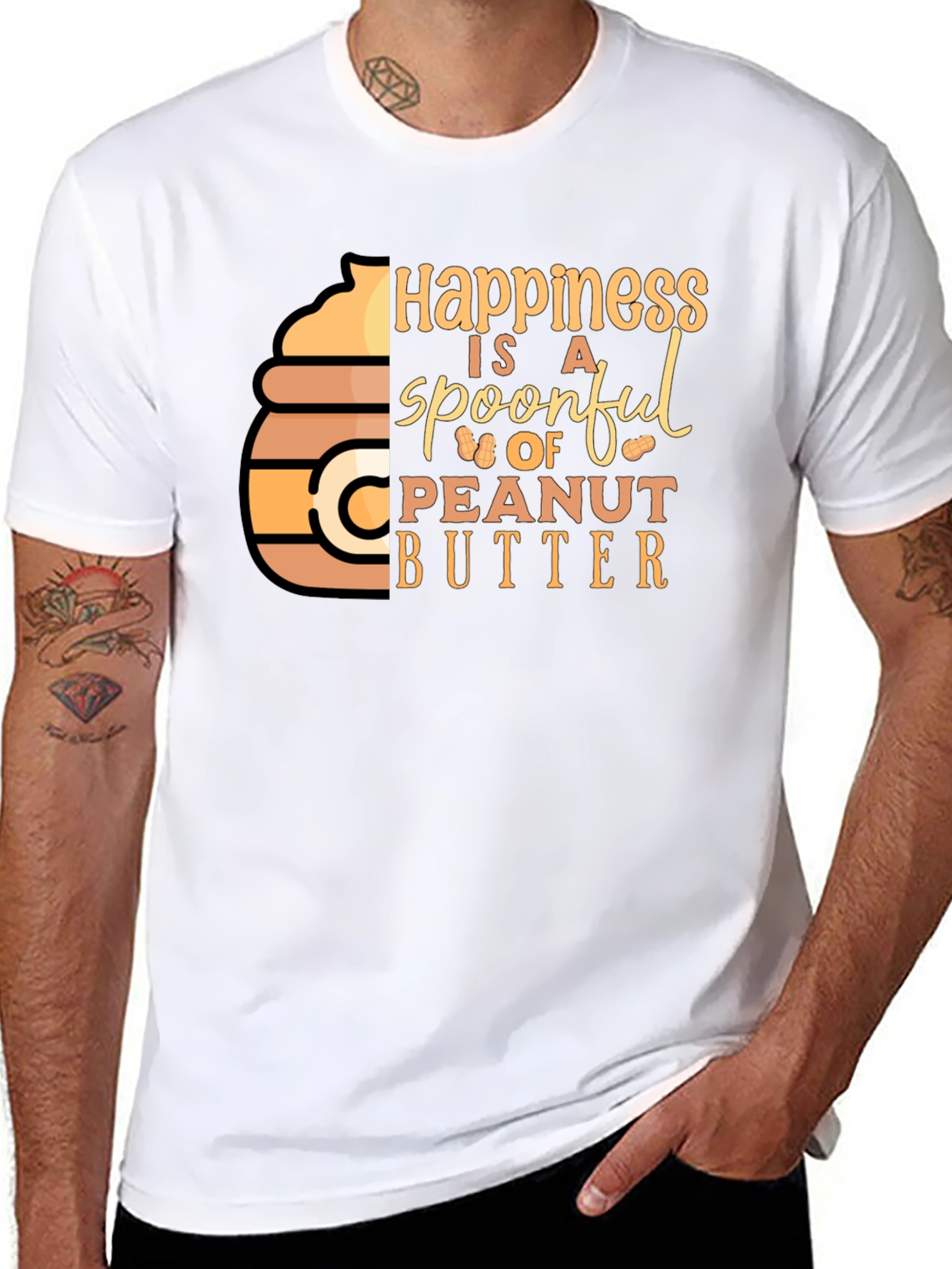Black Happiness is a Spoonful Peanut Butter T-Shirt view 8