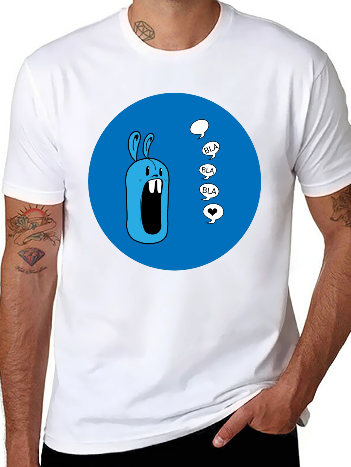 Black Blue Cartoon Rabbit T-Shirt view 8