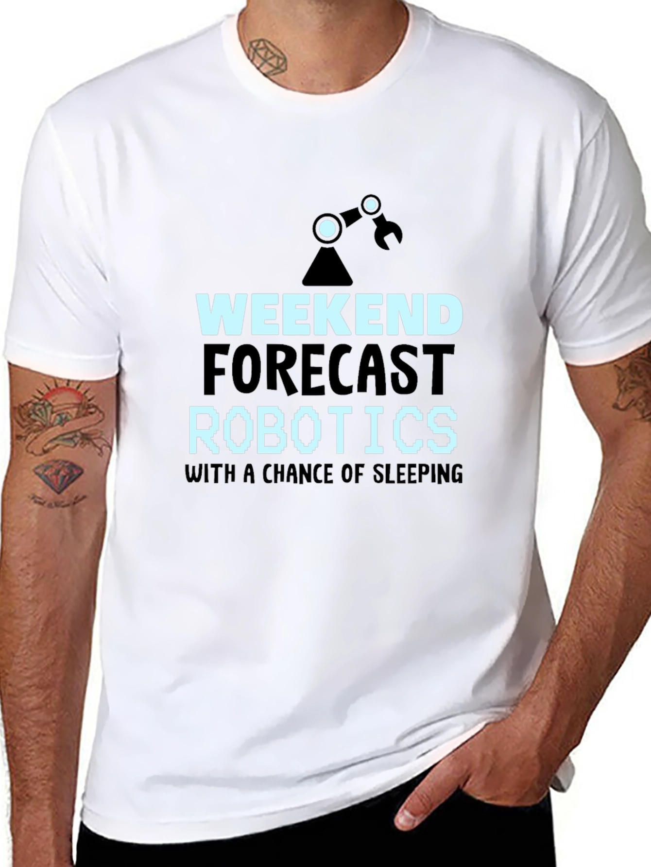 Black Weekend Robotics T-Shirt - Funny Robotics Forecast Tee view 8