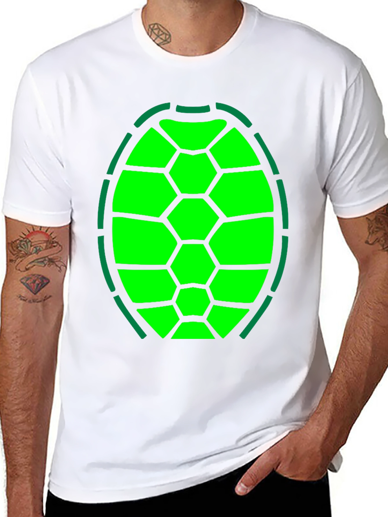 Black Turtle Shell T-Shirt - Funny Costume Tee view 8