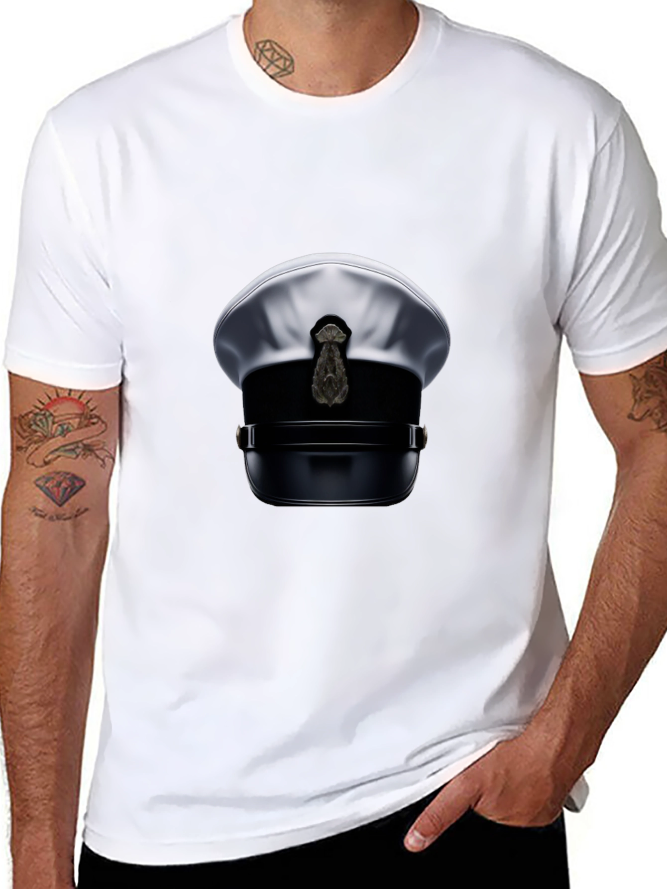 Black Novelty Pilot Hat Graphic T-Shirt view 8