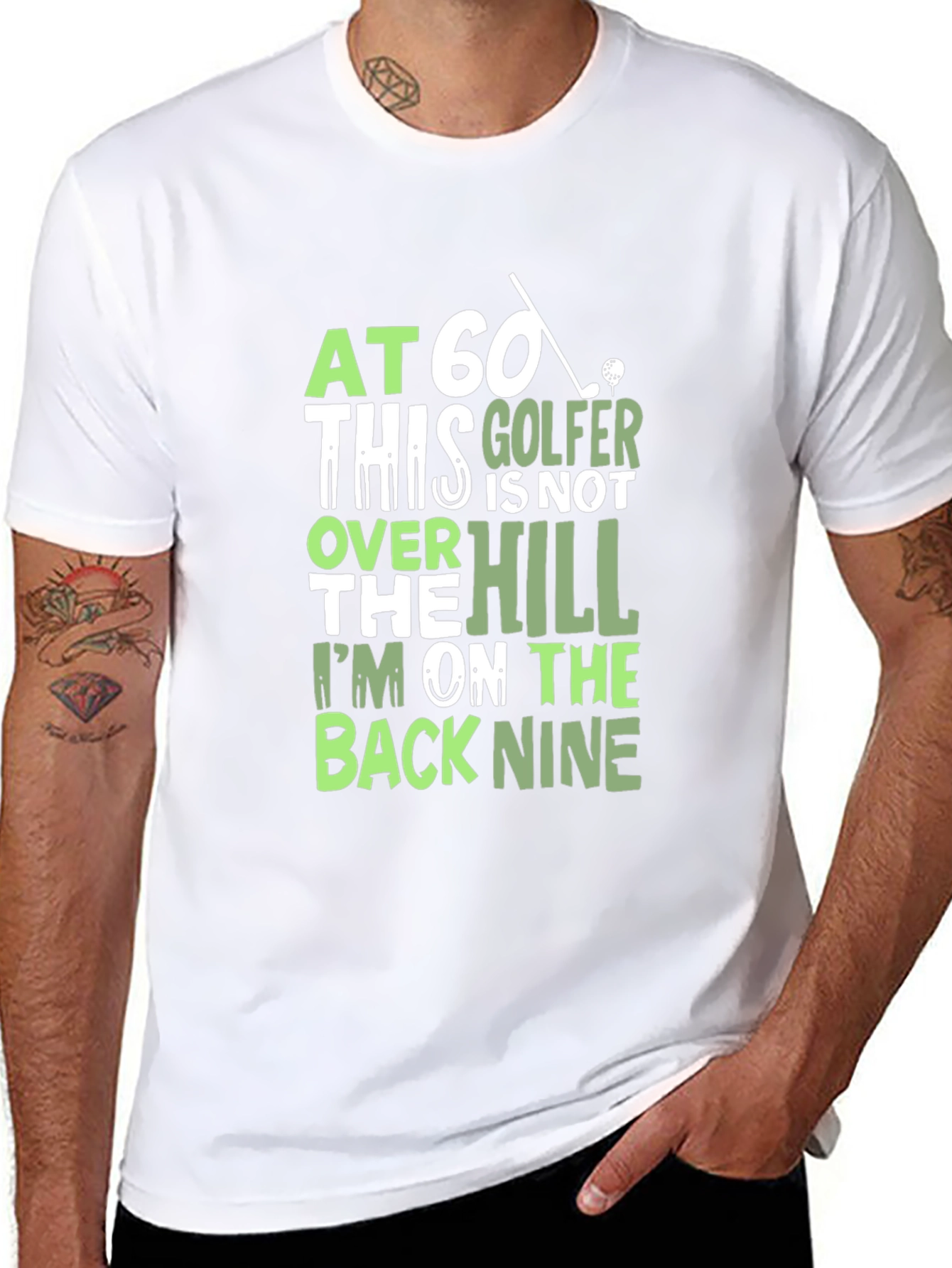 Black Funny Golfer T-Shirt - At 60 Back Nine Tee view 8