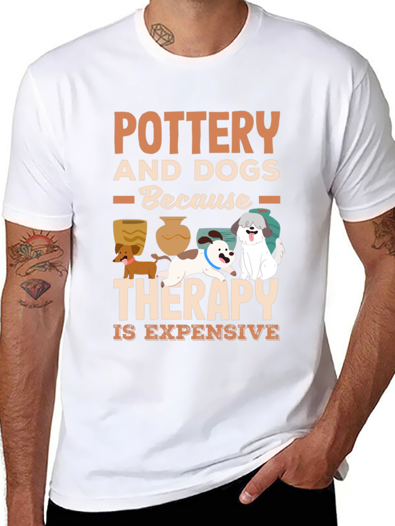 Black Pottery and Dogs Therapy T-Shirt view 8