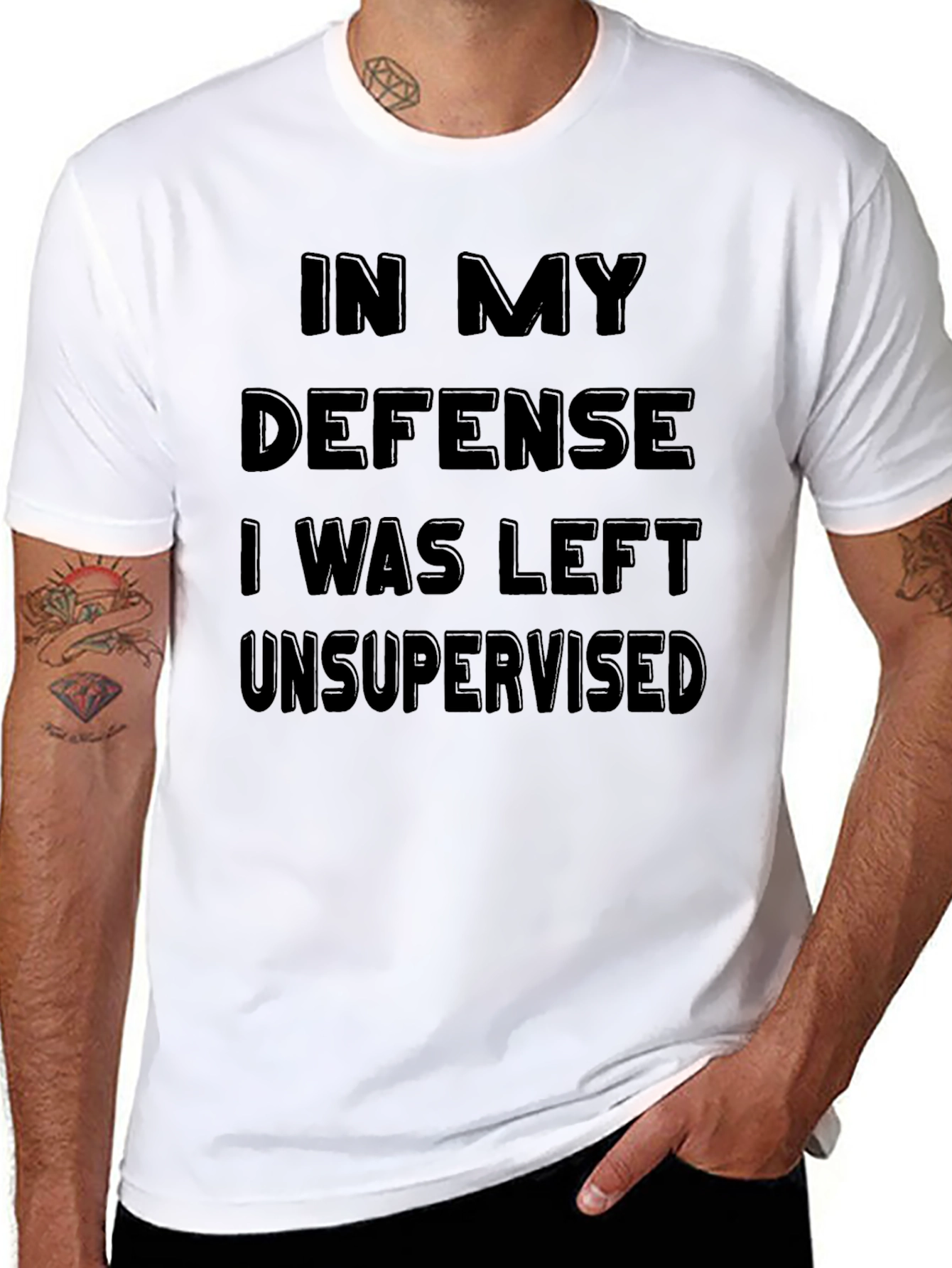 Black Funny Unsupervised T-Shirt view 8