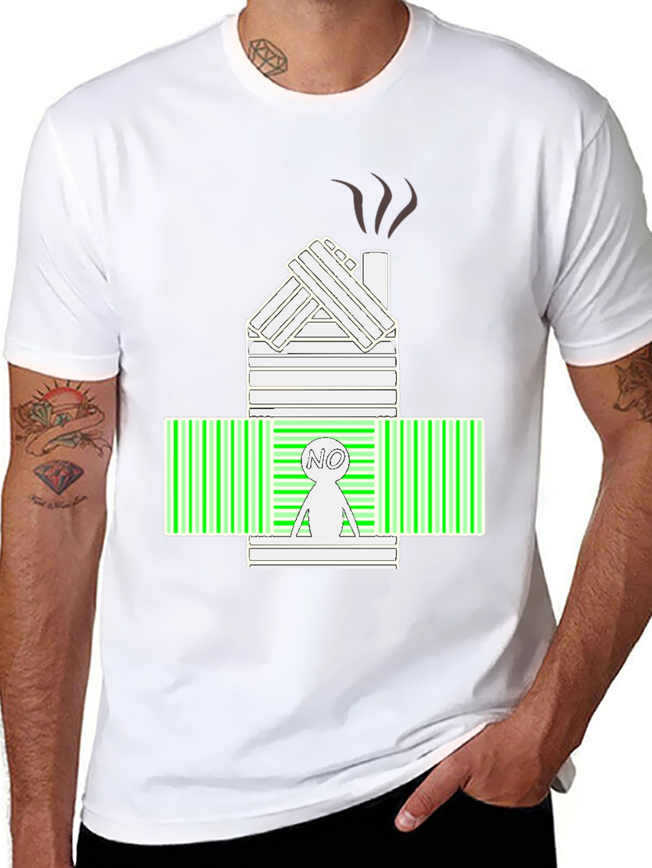 Unique Graphic Tee:  "No" Cabin Barcode Design - 8