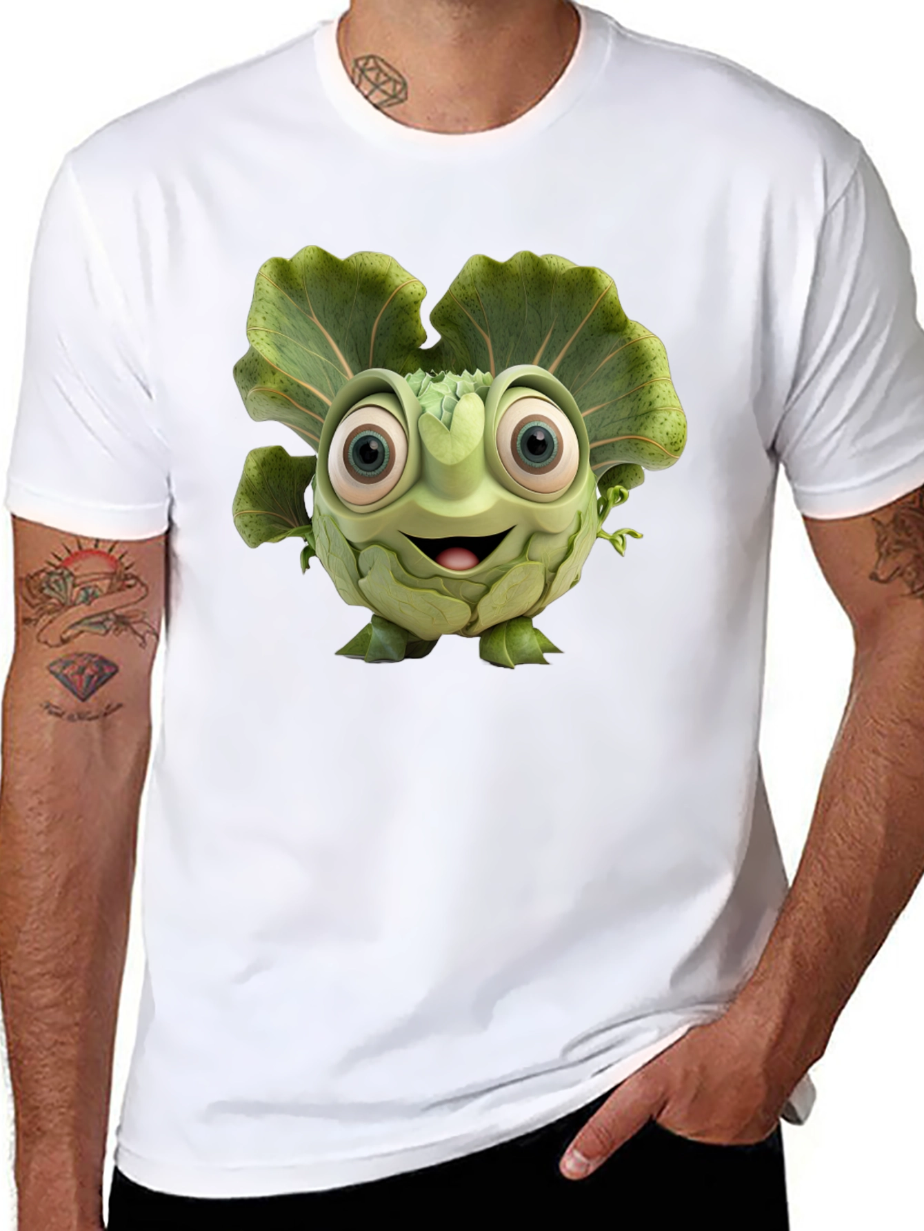 Black Artichoke Cartoon Graphic Black T-Shirt view 8