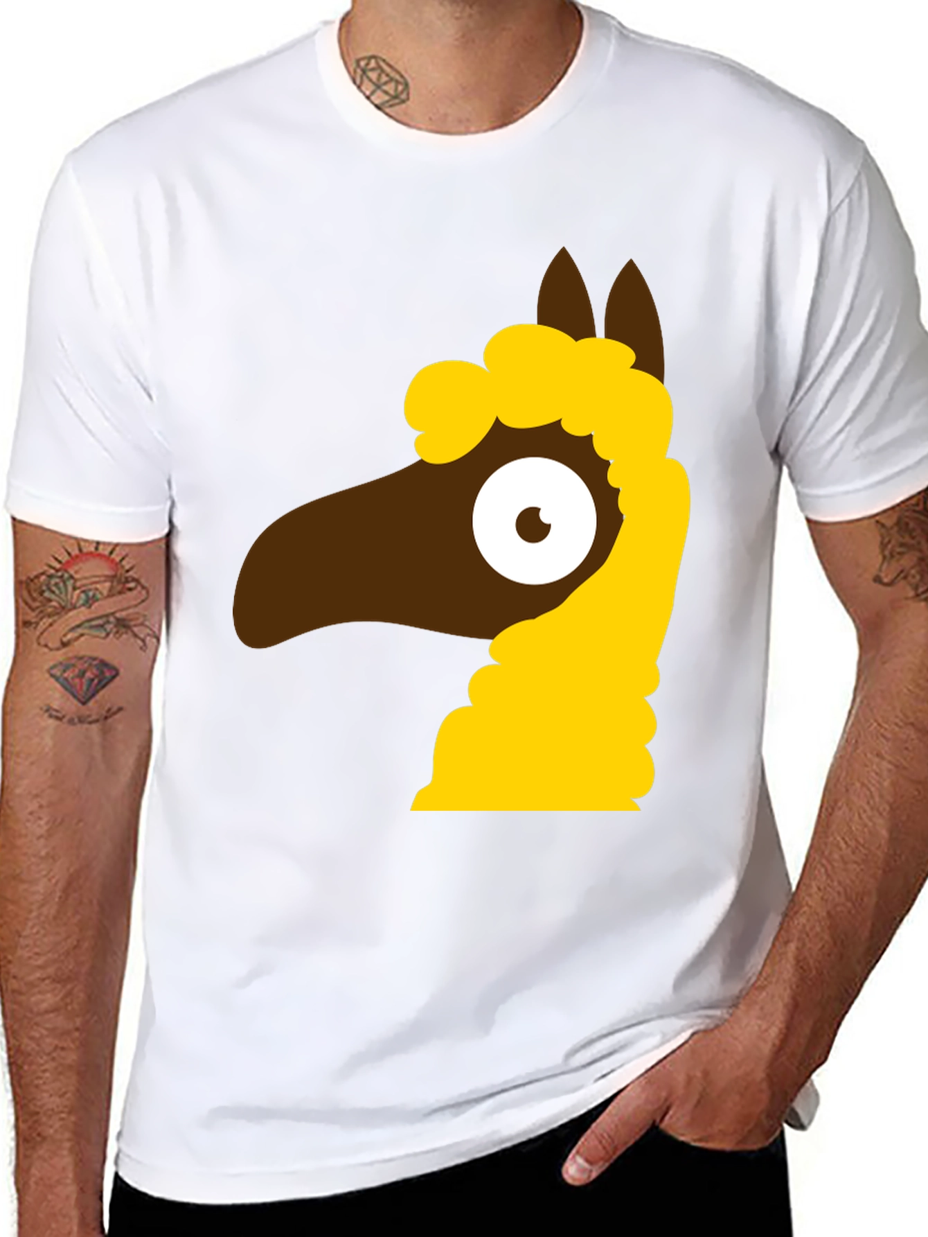 Black Cartoon Llama Graphic Tee - Black view 8