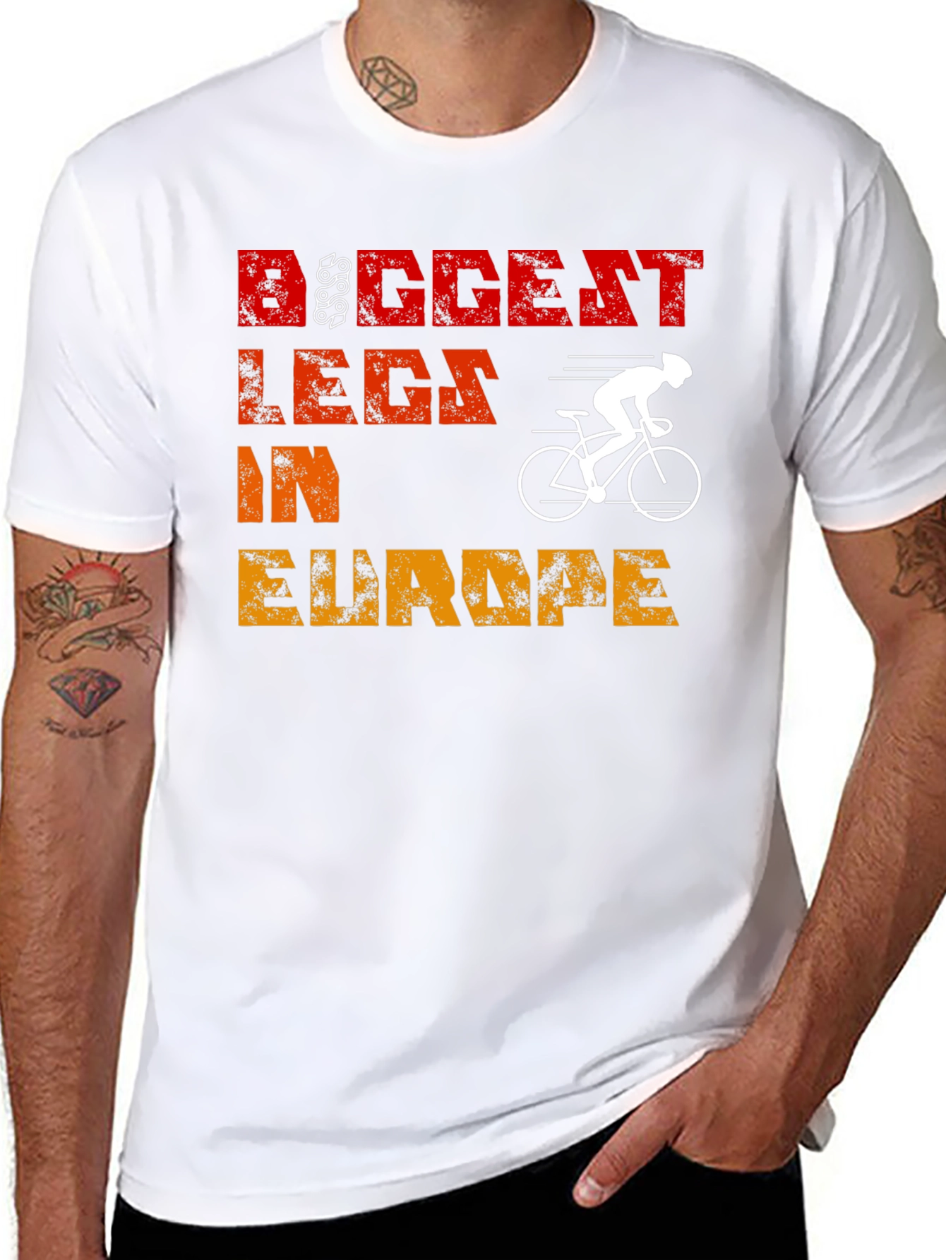 Black Biggest Legs In Europe Cycling T-Shirt view 8