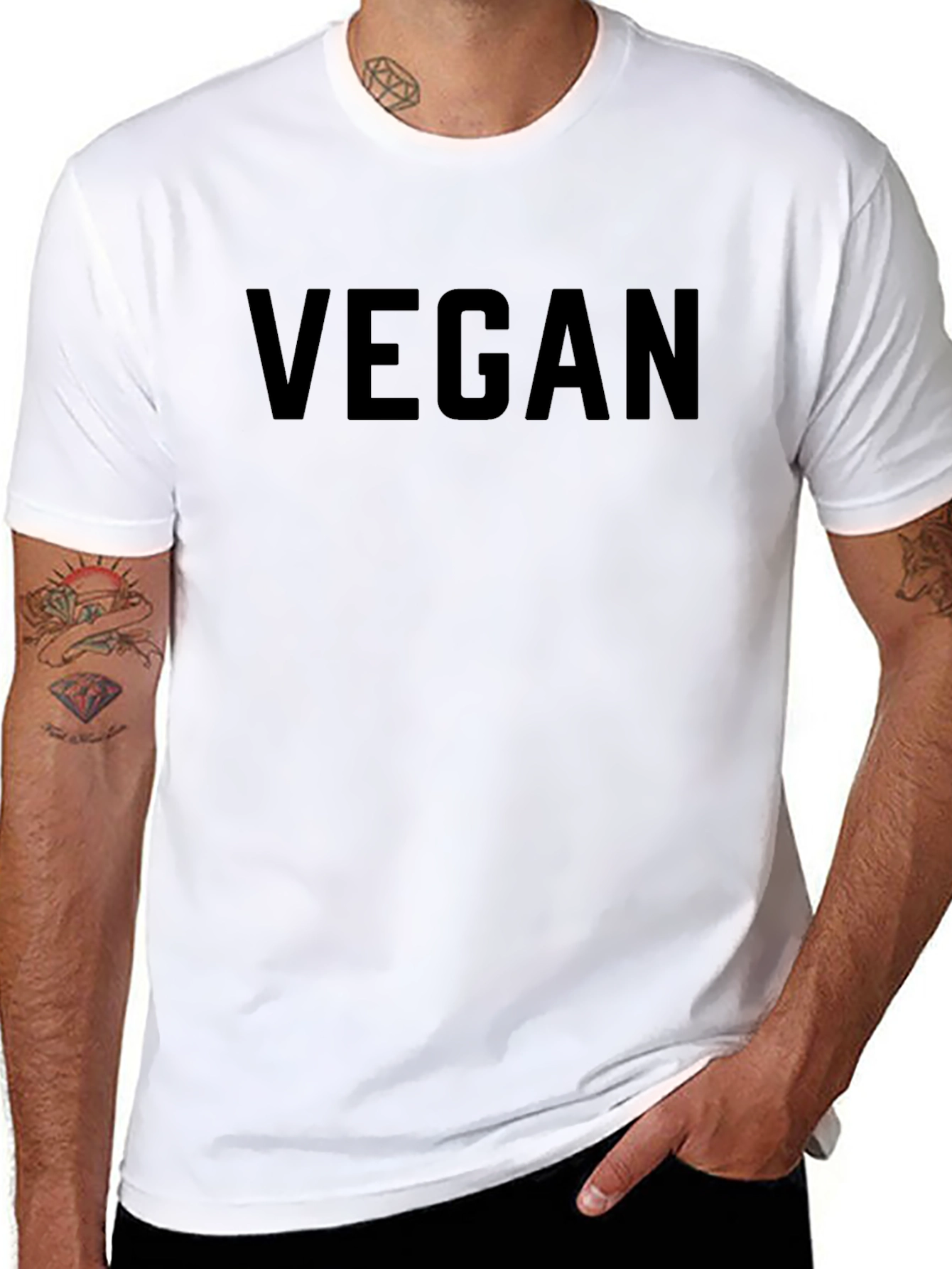 Black Vegan Statement Tee - Bold Black T-Shirt view 8