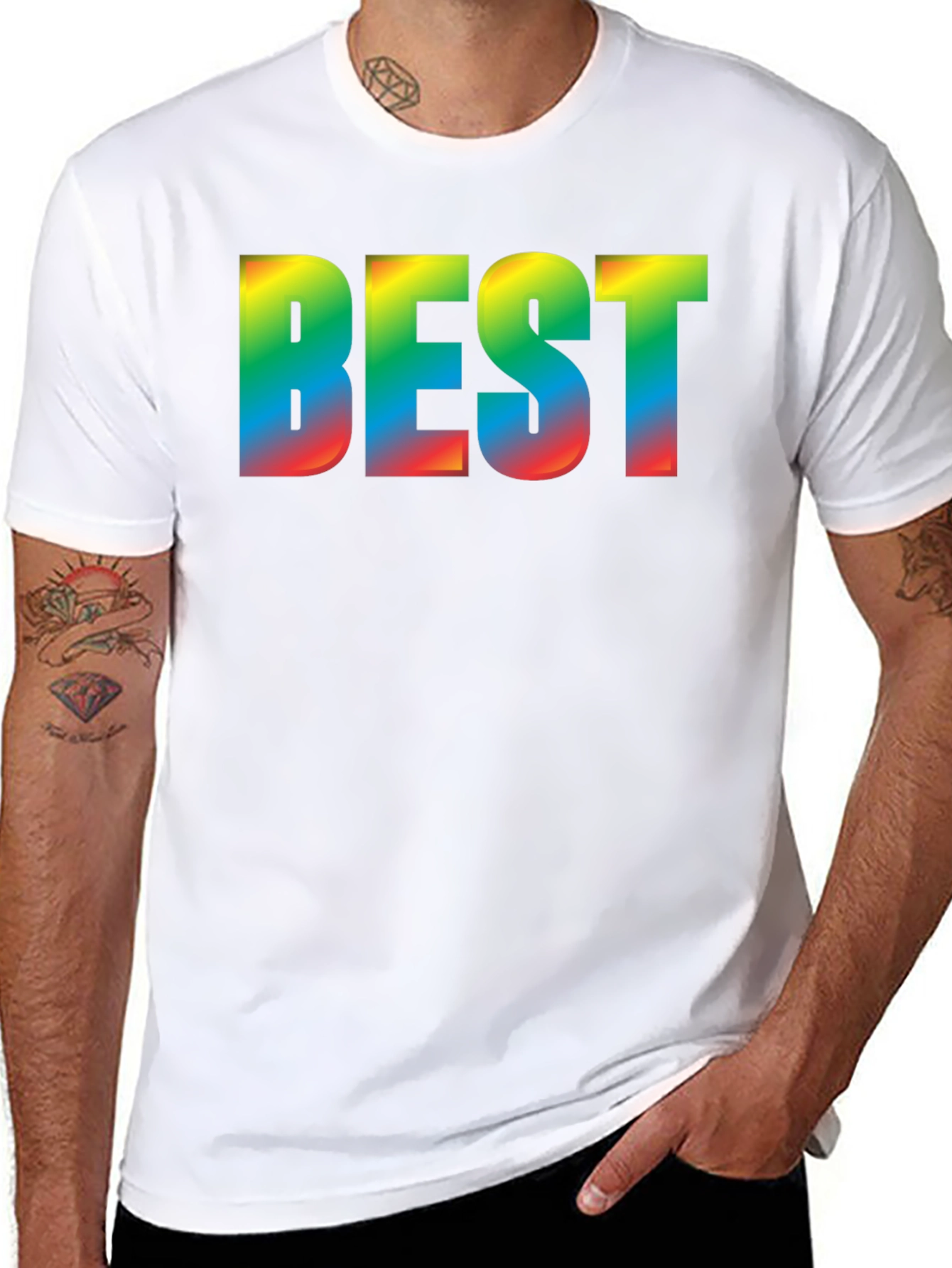 Black Rainbow BEST Graphic Black T-Shirt view 8