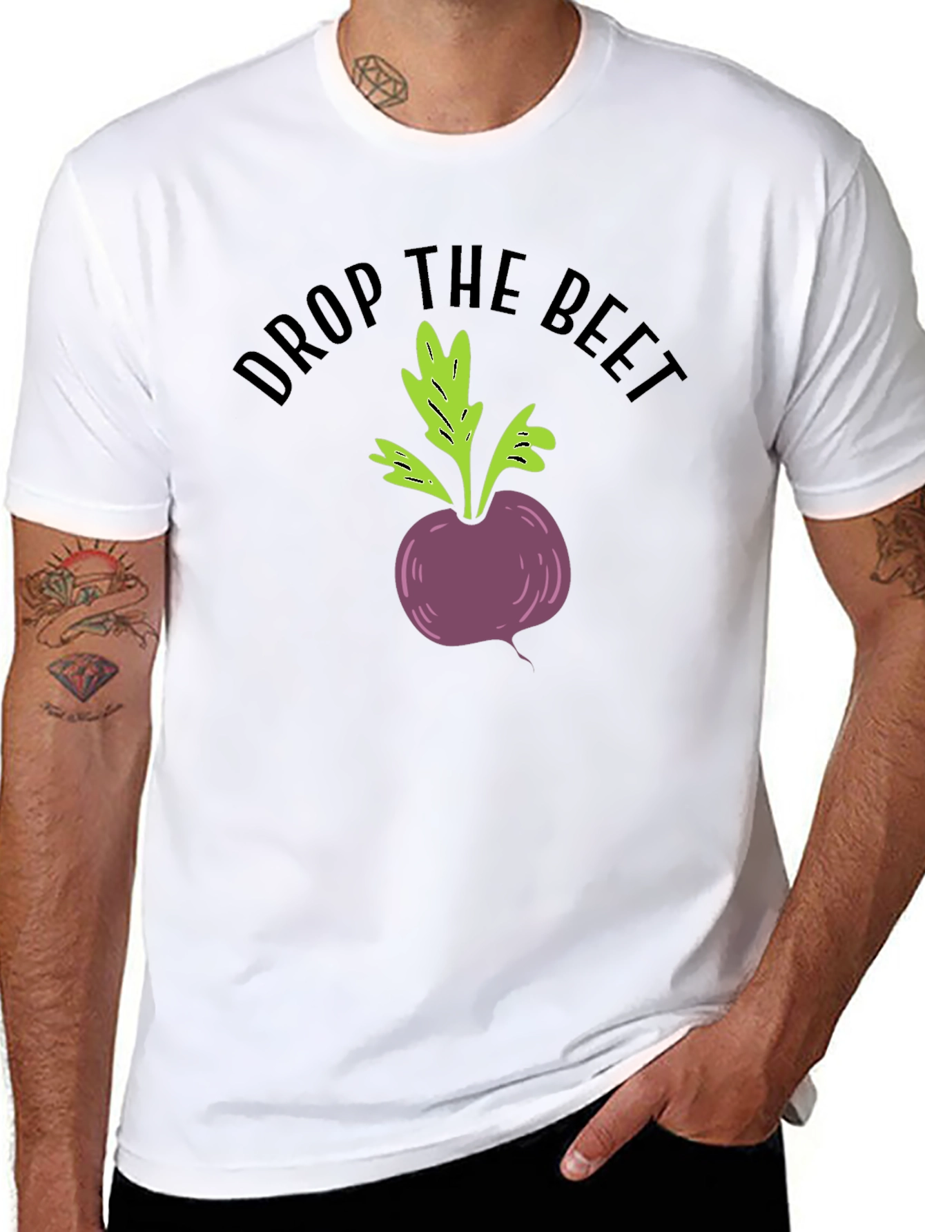 Black Drop the Beet Funny Graphic T-Shirt view 8