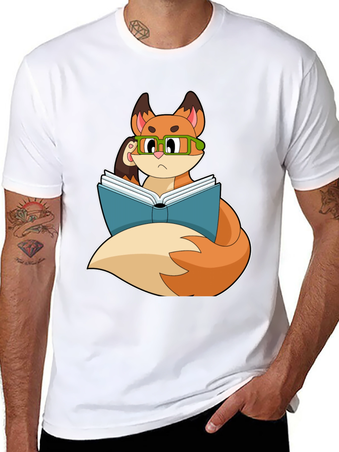 Black Bookish Fox T-Shirt - Smart & Stylish view 8
