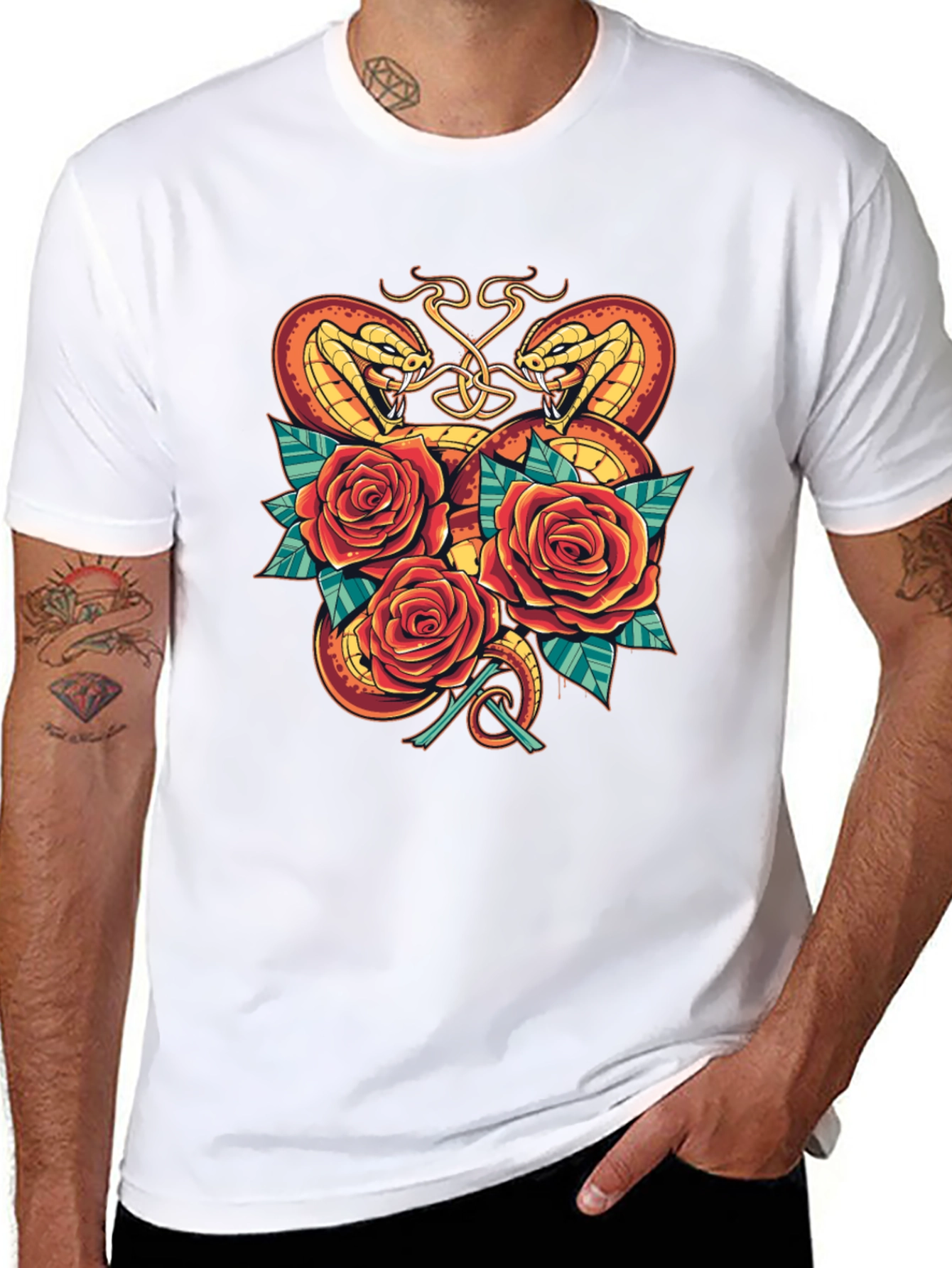 Black Snake & Roses Graphic T-Shirt - Bold Design view 8