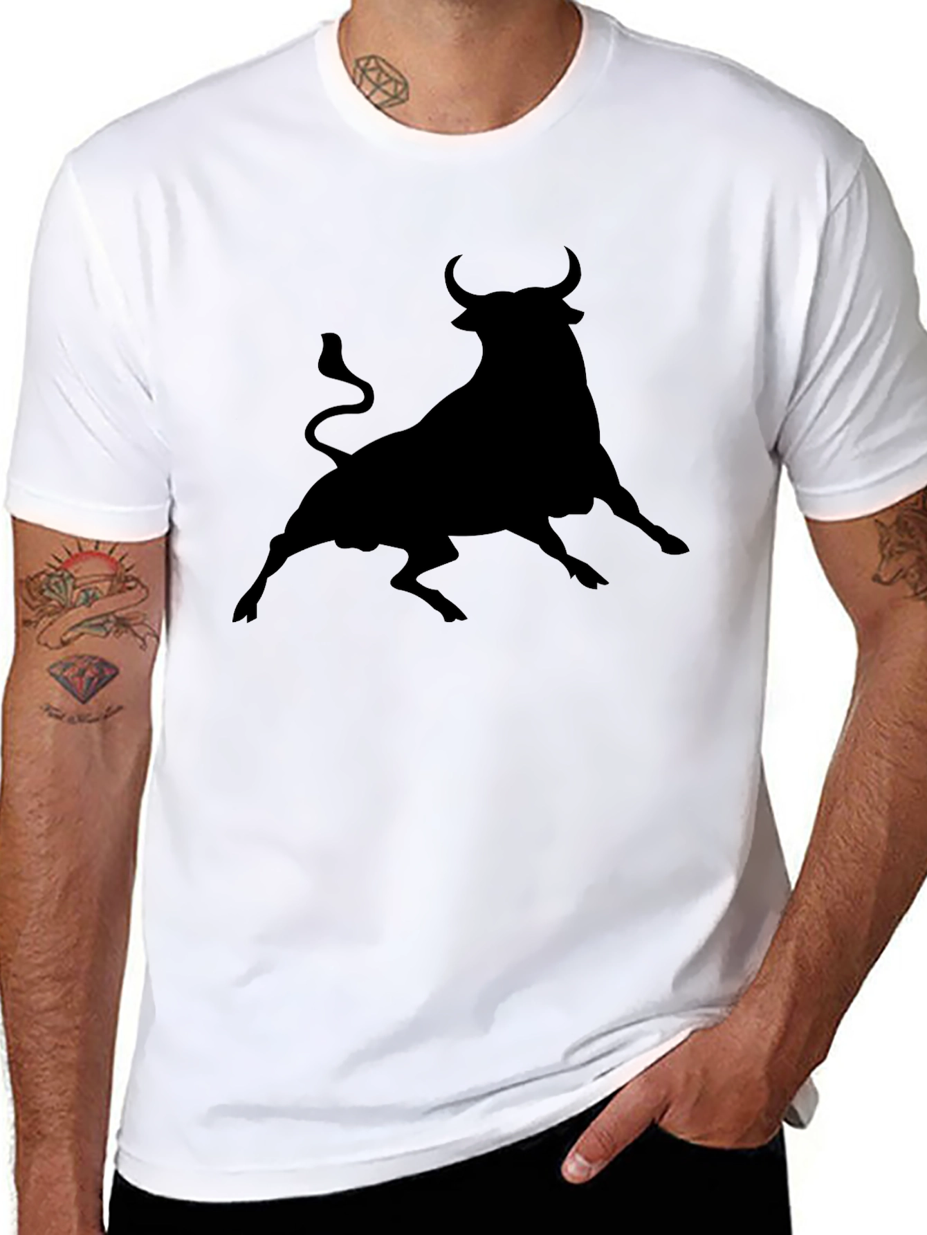 Black Bull Silhouette Black Graphic Tee - Stylish Men's T-Shirt view 8