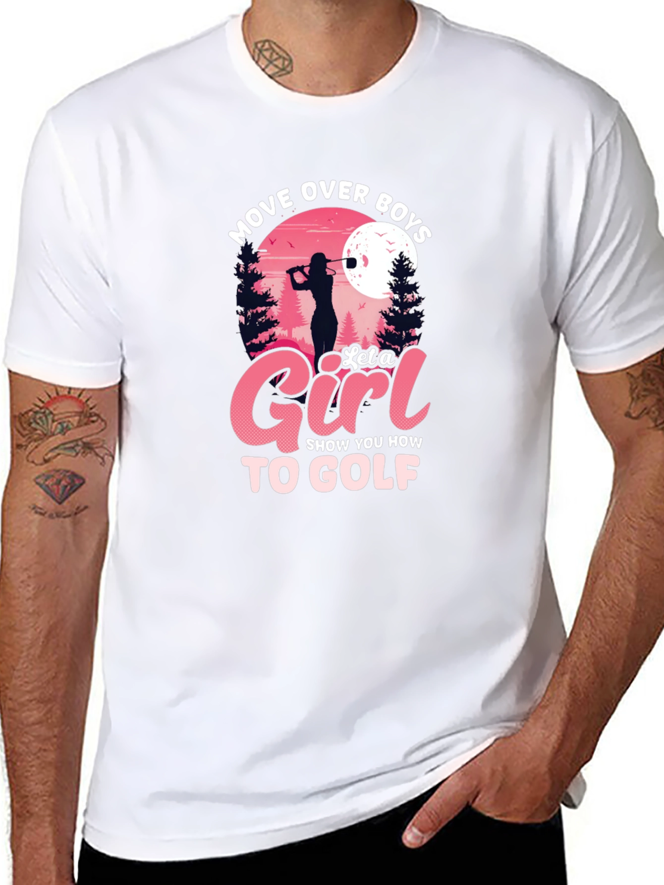 Black Move Over Boys, Let a Girl Golf Black T-Shirt view 8