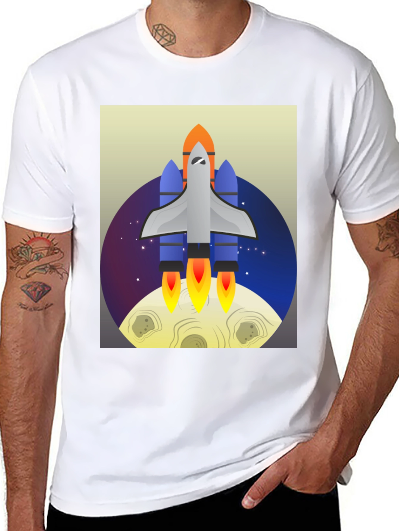 Black Rocket Launch Graphic Tee - Space Adventure Shirt view 8