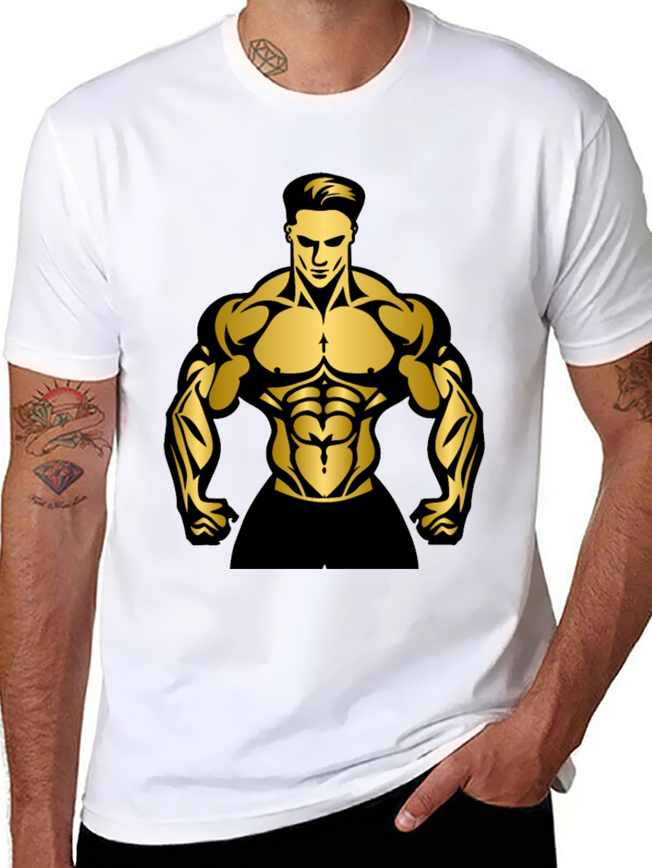 Black Muscle Man Graphic T-Shirt | Gym Wear view 8