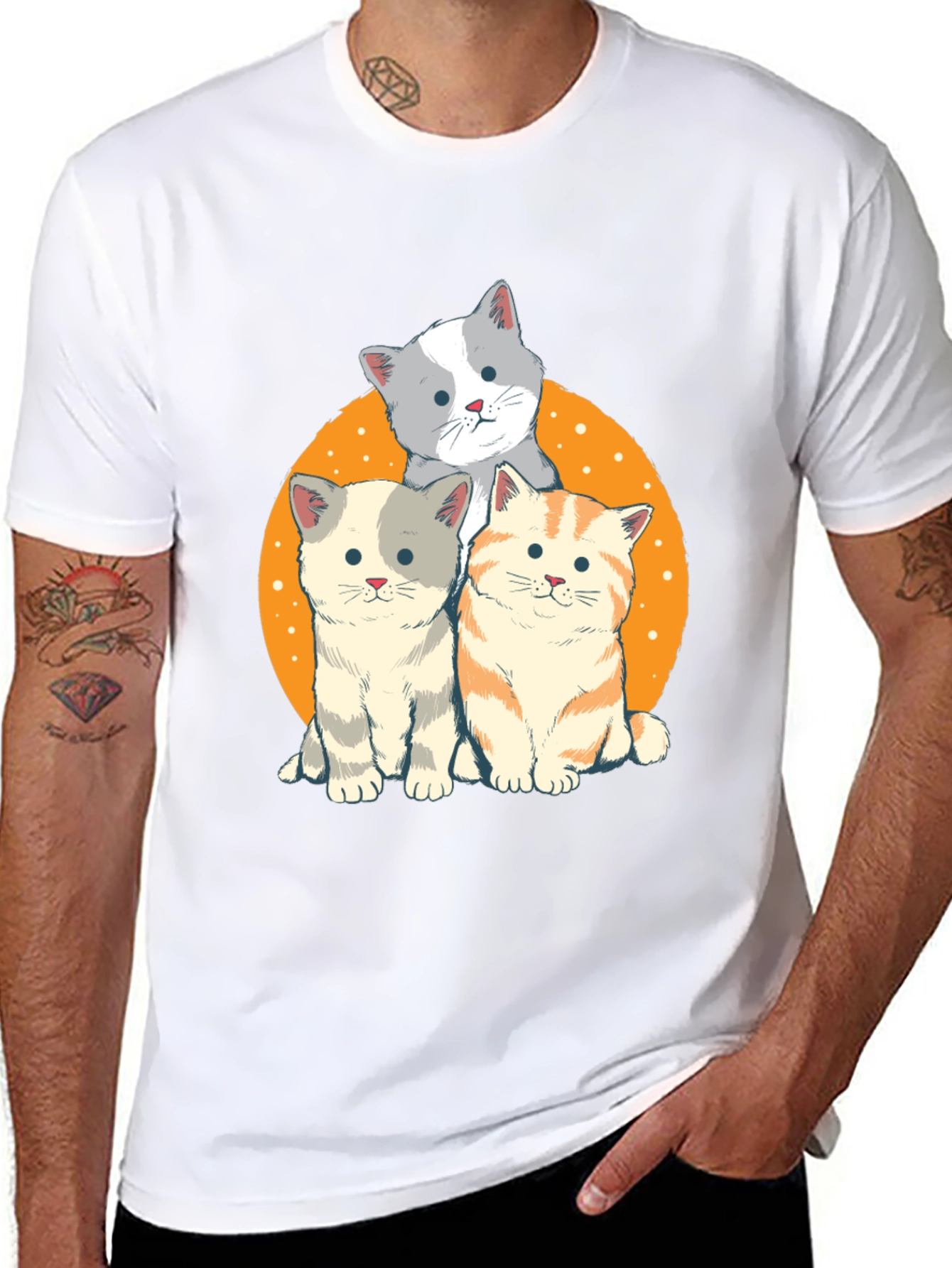 Black Cute Cats Graphic T-Shirt view 8