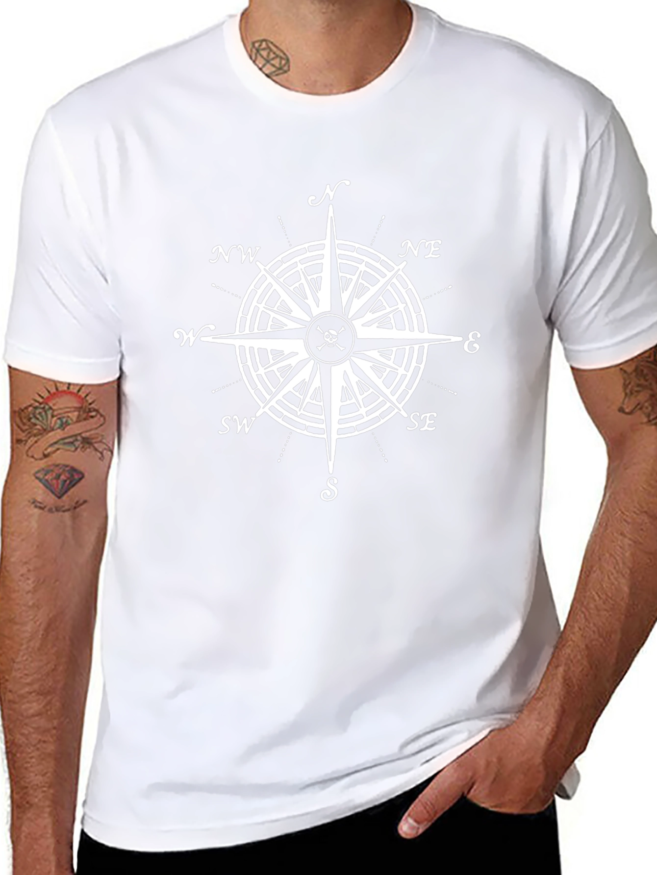 Compass Rose Graphic T-Shirt - Pirate Nautical Style - 8