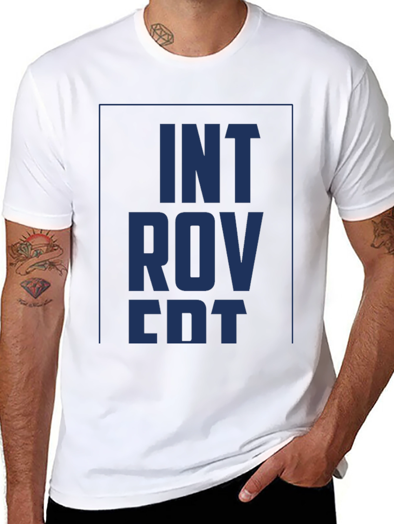 Black Introvert Graphic Tee - Soft Black Cotton Shirt view 8