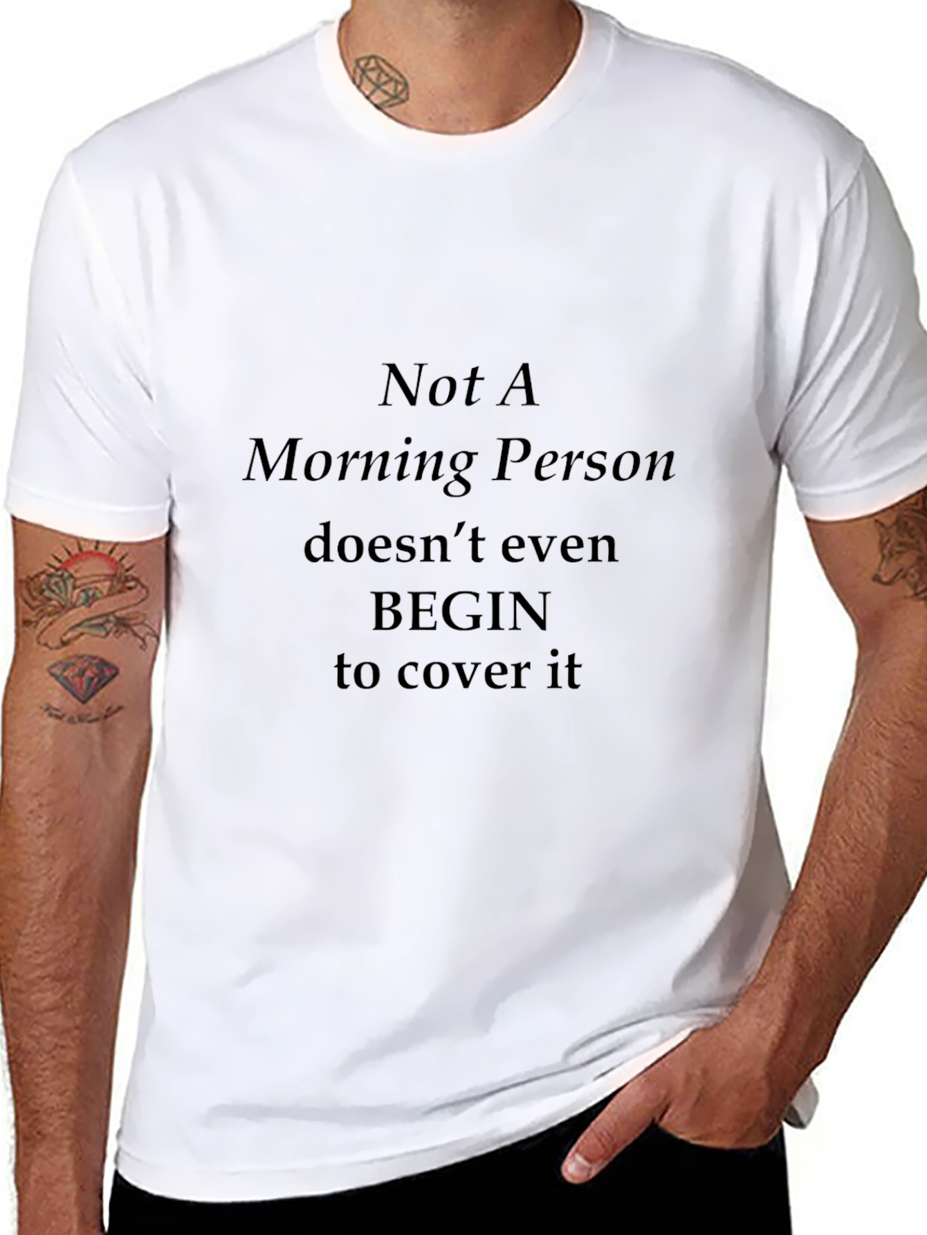 Black Not A Morning Person T-Shirt - Humorous Black Tee view 8