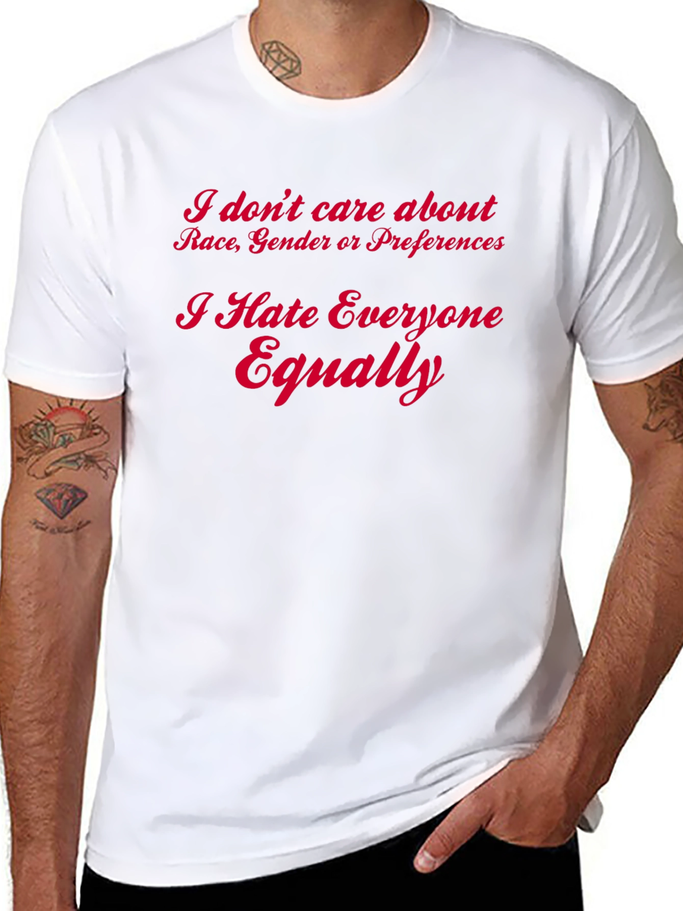 Black Sarcastic Graphic Tee - I Hate Everyone Equally view 8
