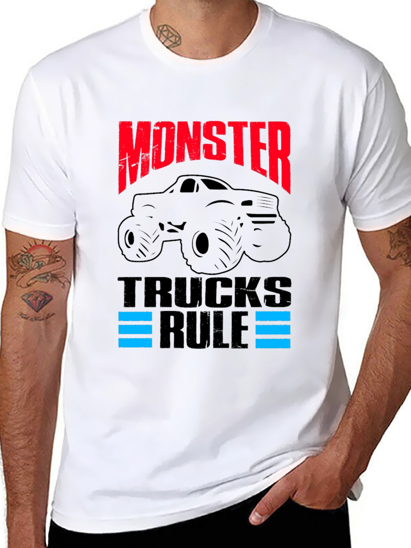 Black Monster Trucks Rule Graphic T-Shirt view 8