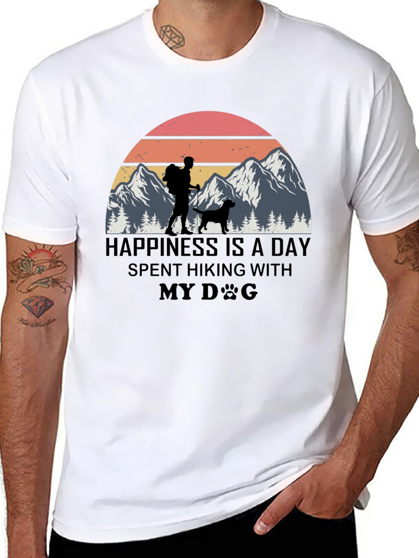 Black Happiness is Hiking with My Dog T-Shirt view 8