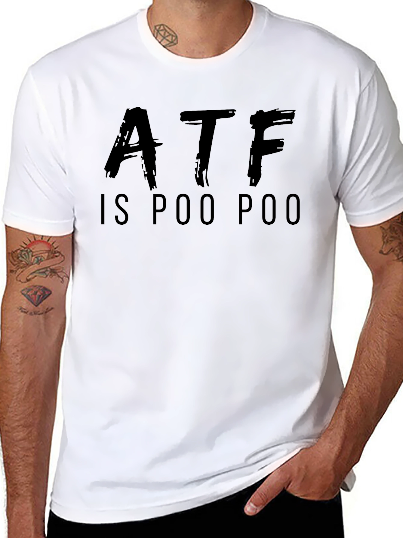 Black ATF is Poo Poo T-Shirt - Black Crew Neck view 8