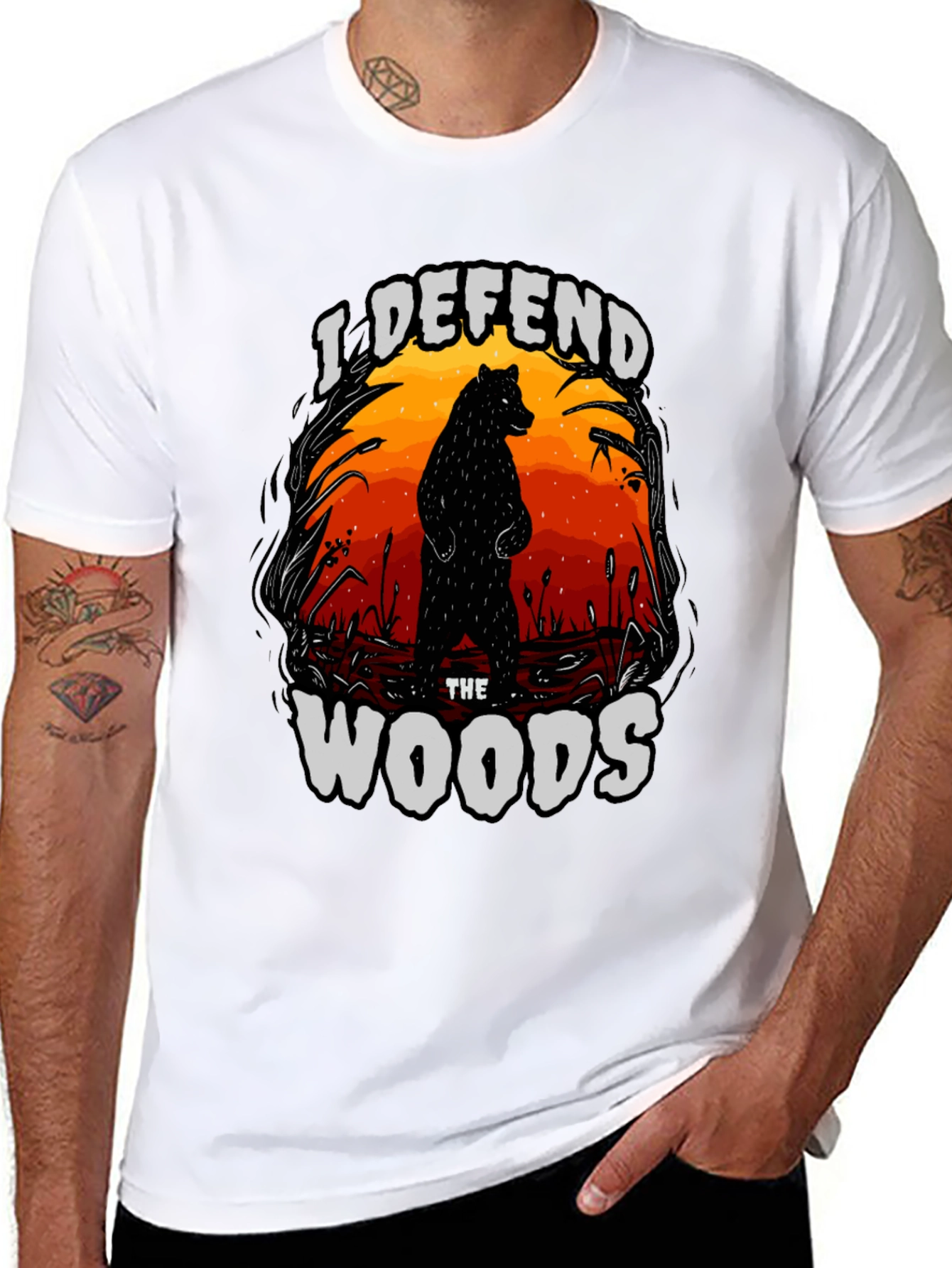Black I Defend The Woods Graphic Tee - Black view 8