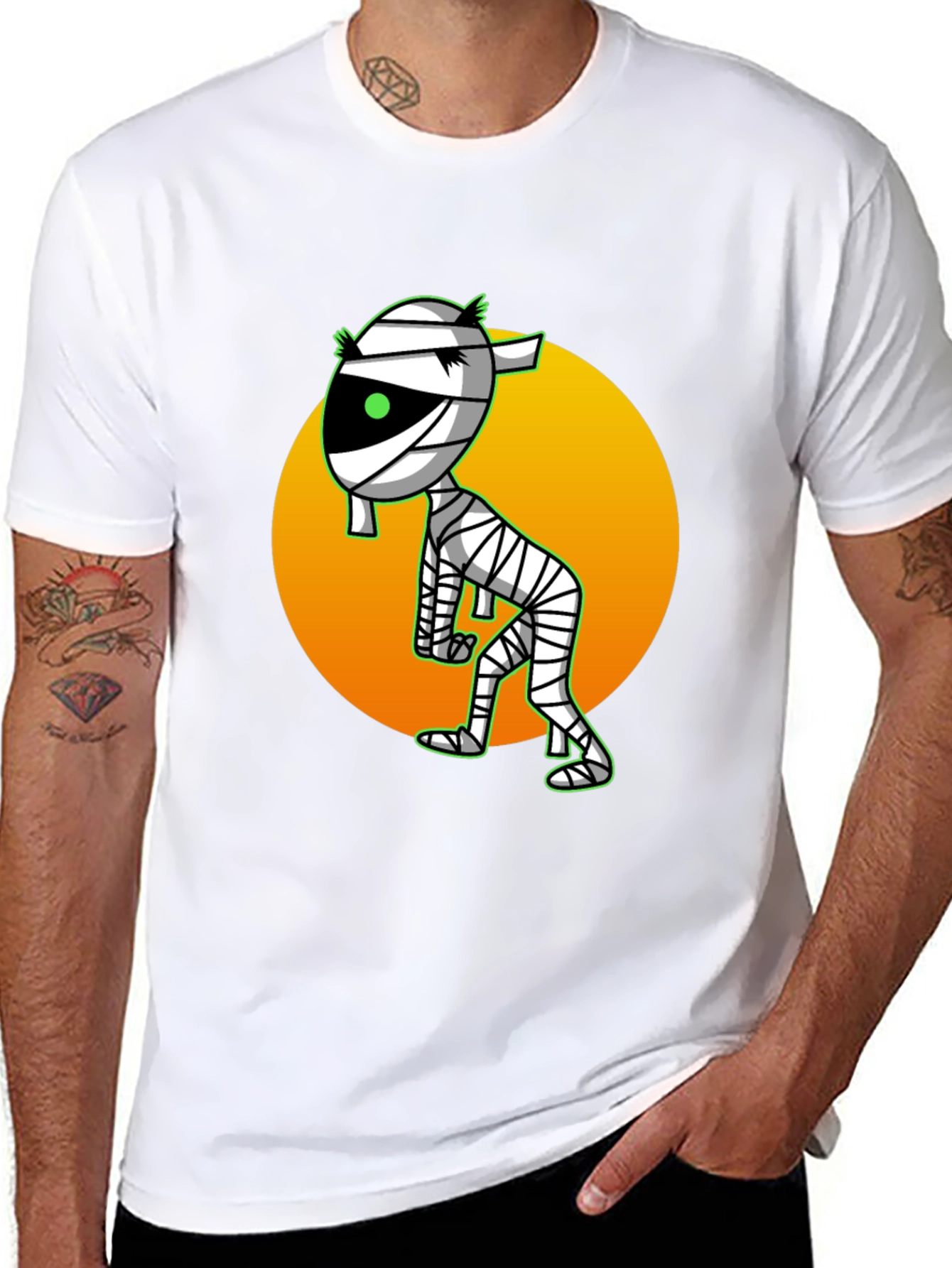 Black Mummy Cartoon T-Shirt - Spooky Fun view 8