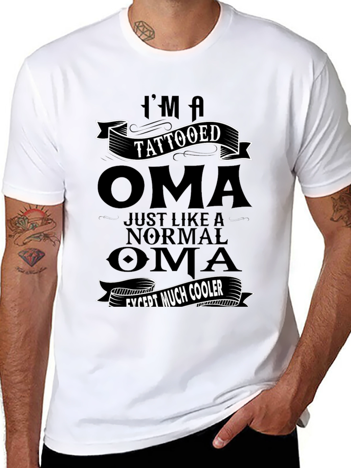 Black Tattooed Oma T-Shirt - Cool Grandma Tee view 8