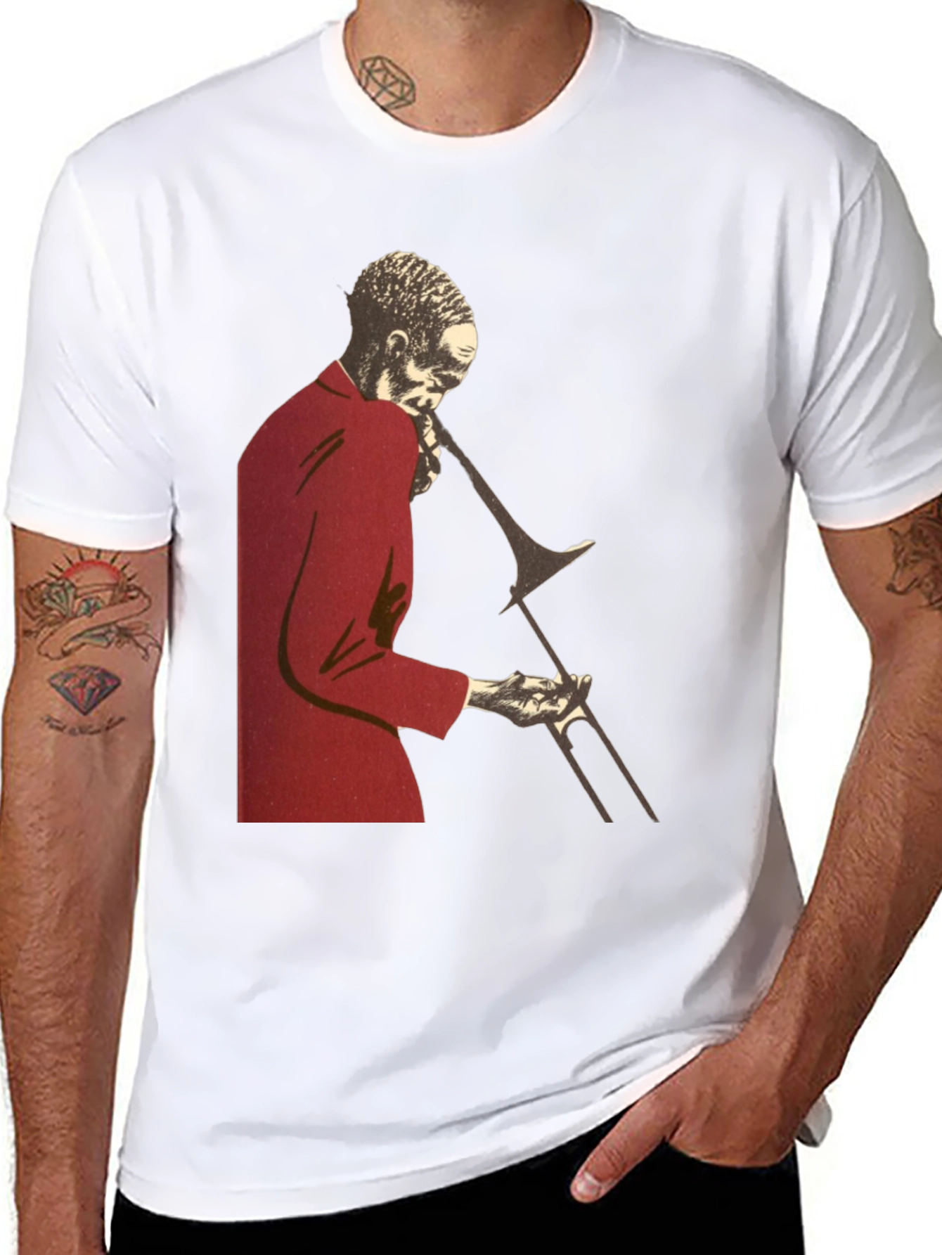 Black Jazz Trombone Player T-Shirt - Black view 8